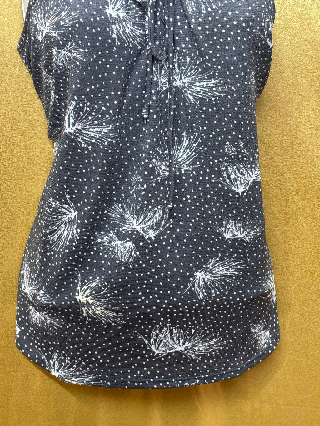 Maurices Gray Floral Polka Dot Lace Up Tank Top Sz M