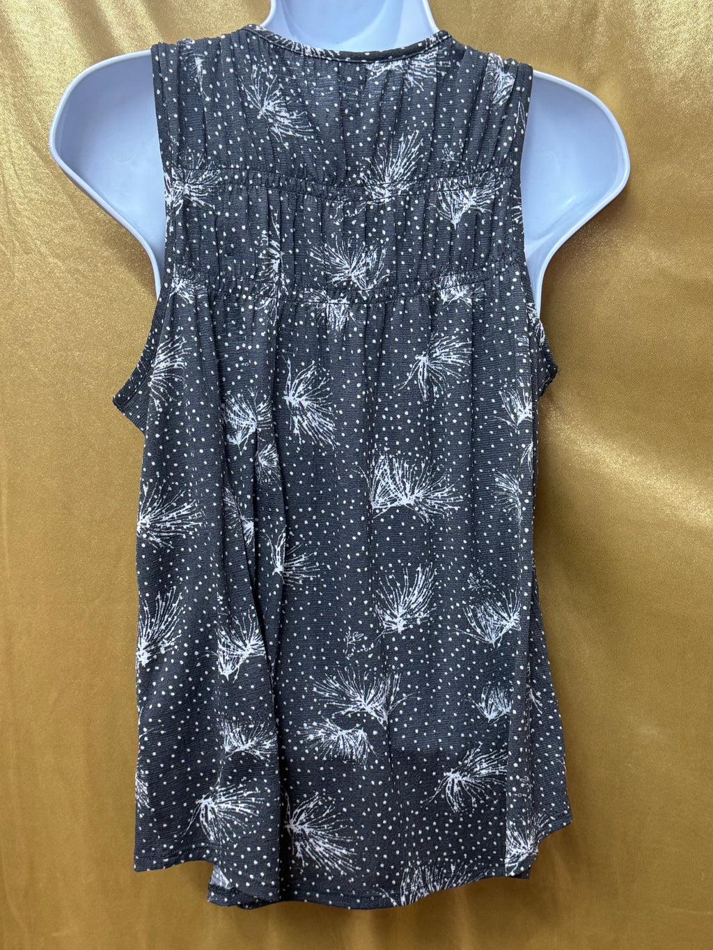 Maurices Gray Floral Polka Dot Lace Up Tank Top Sz M