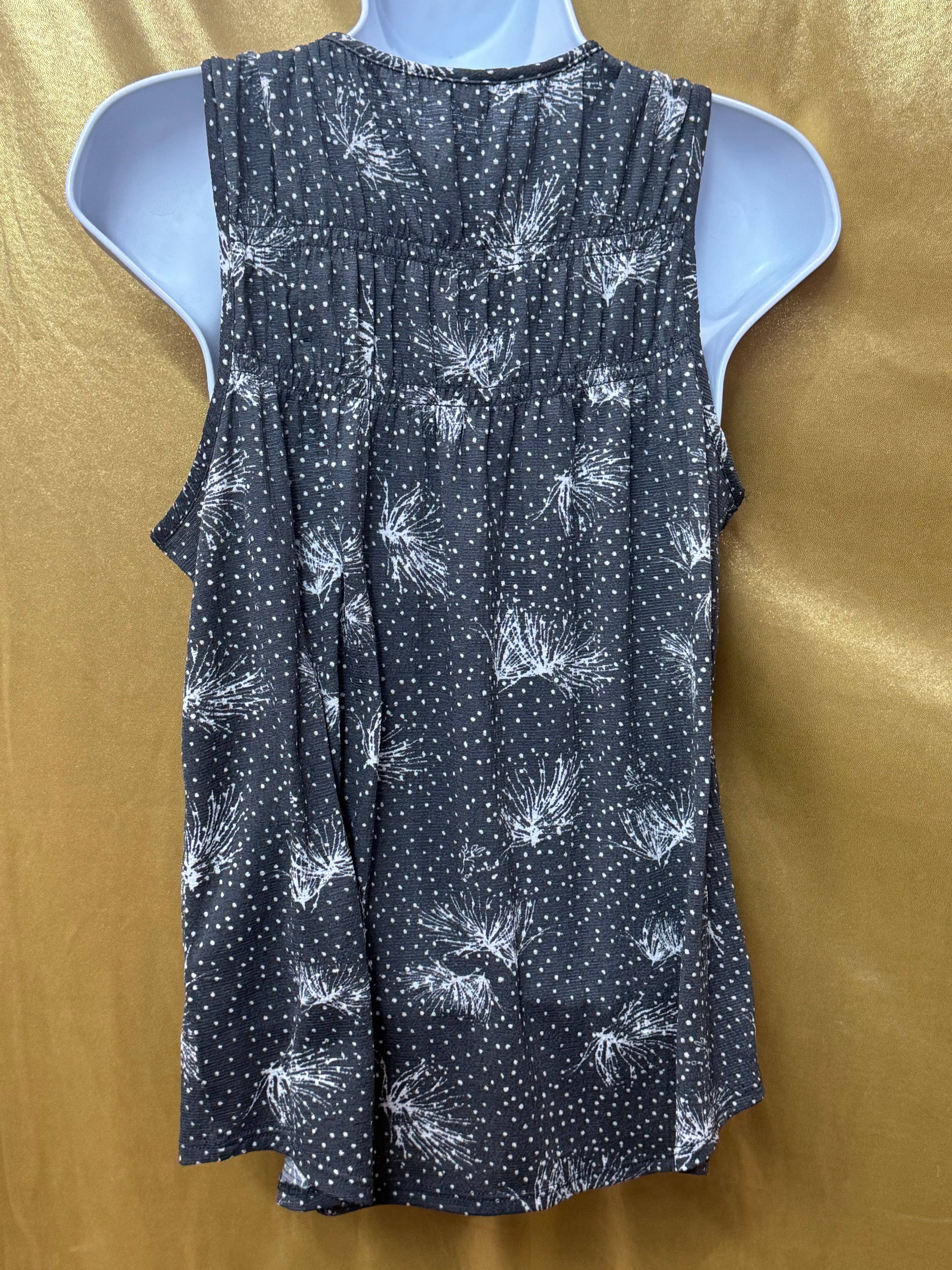 Maurices Gray Floral Polka Dot Lace Up Tank Top Sz M