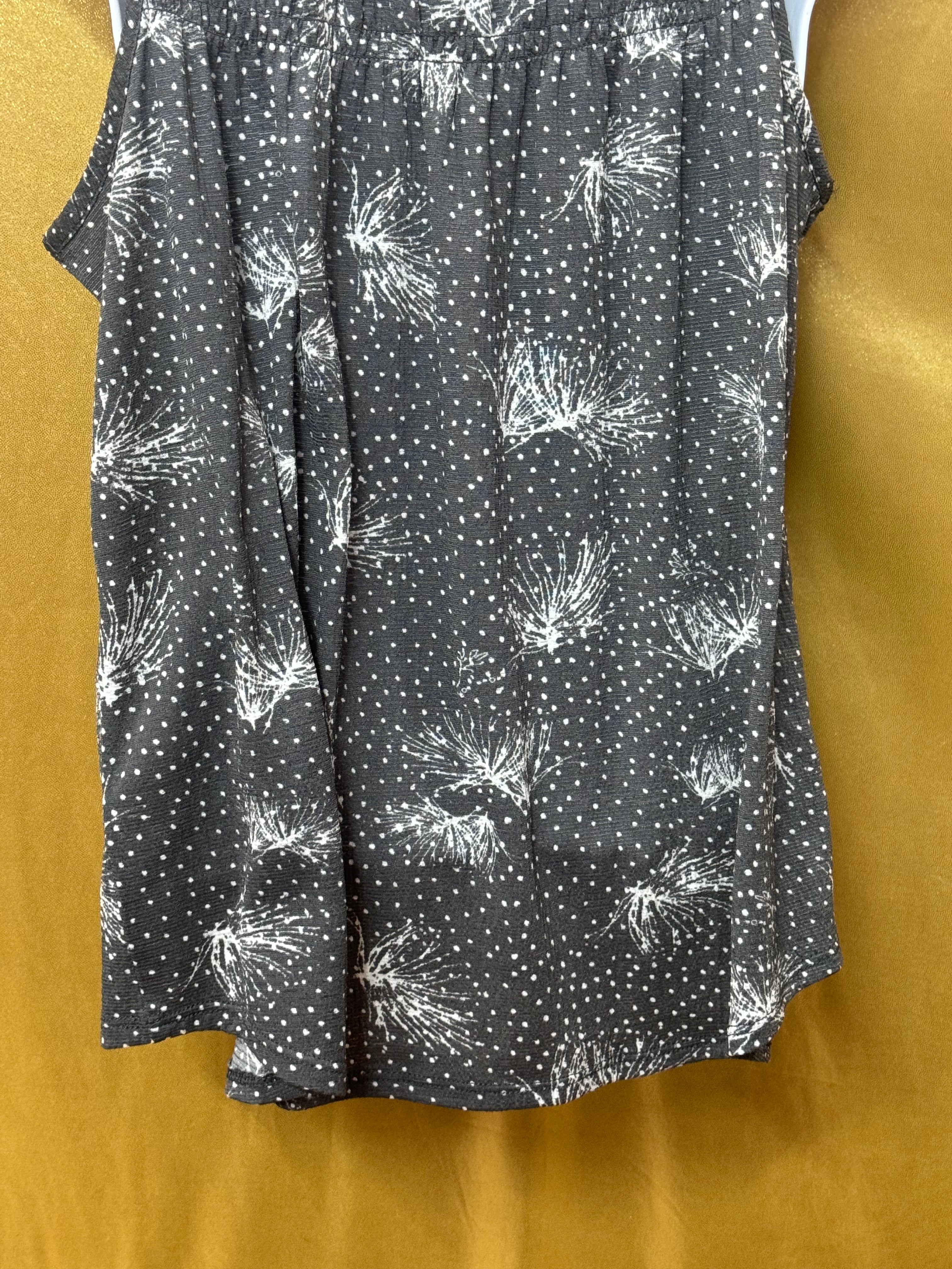 Maurices Gray Floral Polka Dot Lace Up Tank Top Sz M