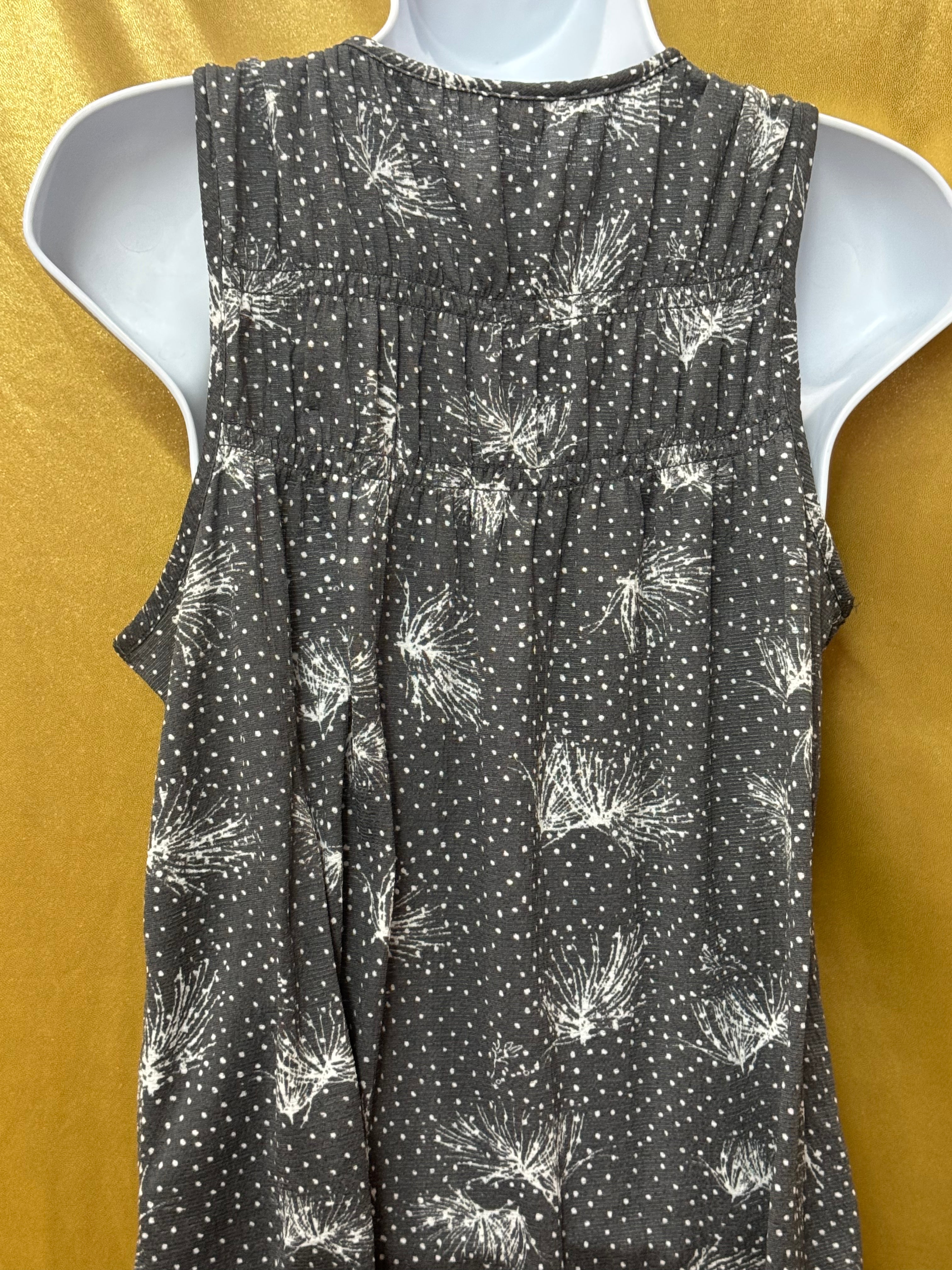 Maurices Gray Floral Polka Dot Lace Up Tank Top Sz M