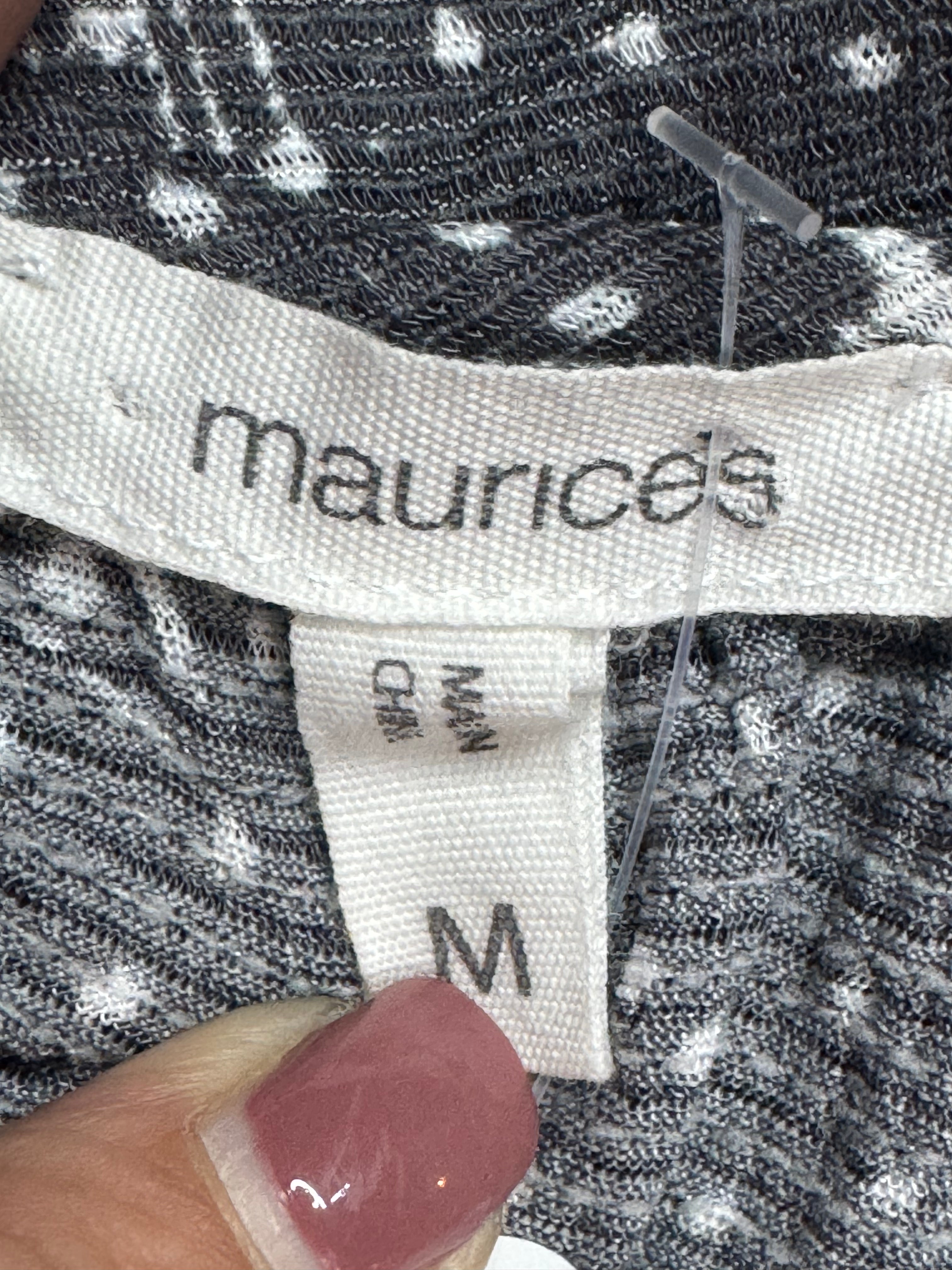 Maurices Gray Floral Polka Dot Lace Up Tank Top Sz M