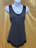 Simply Vera Vera Wang Gray Pleated Sleep Tank Top Medium Chiffon Trim