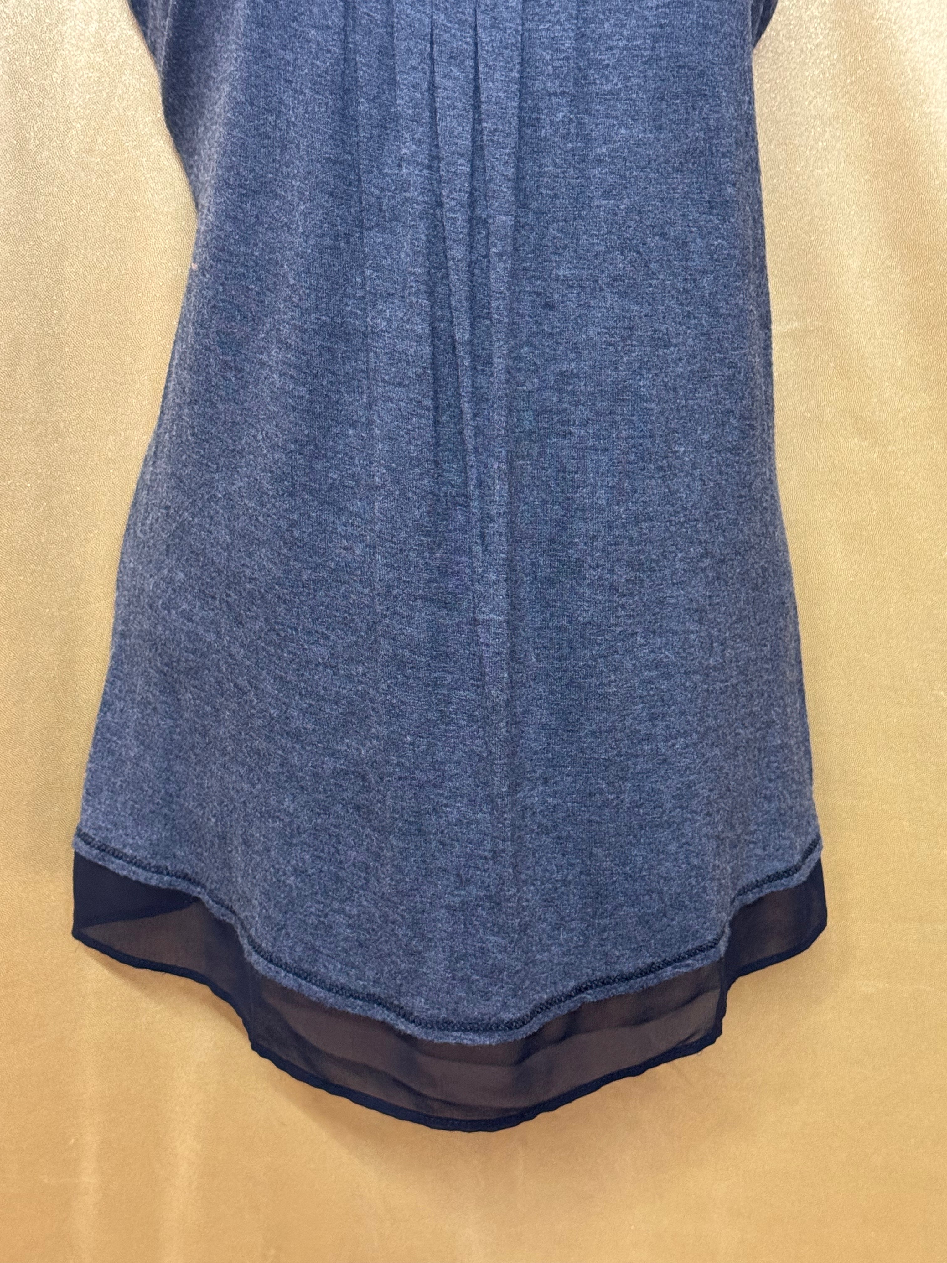 Simply Vera Vera Wang Gray Pleated Sleep Tank Top Medium Chiffon Trim