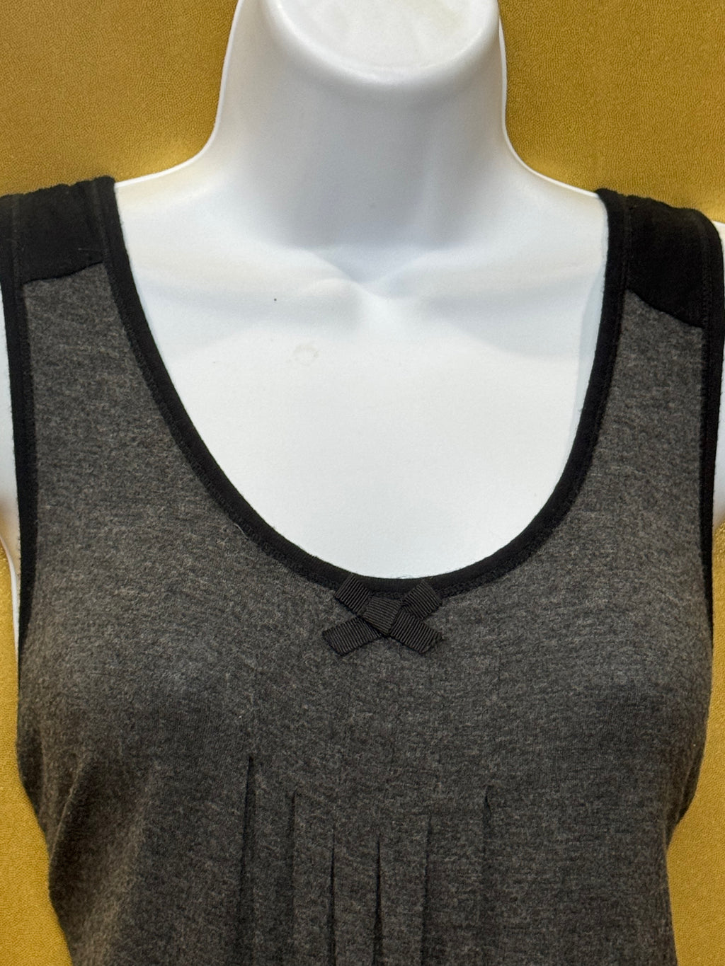 Simply Vera Vera Wang Gray Pleated Sleep Tank Top Medium Chiffon Trim