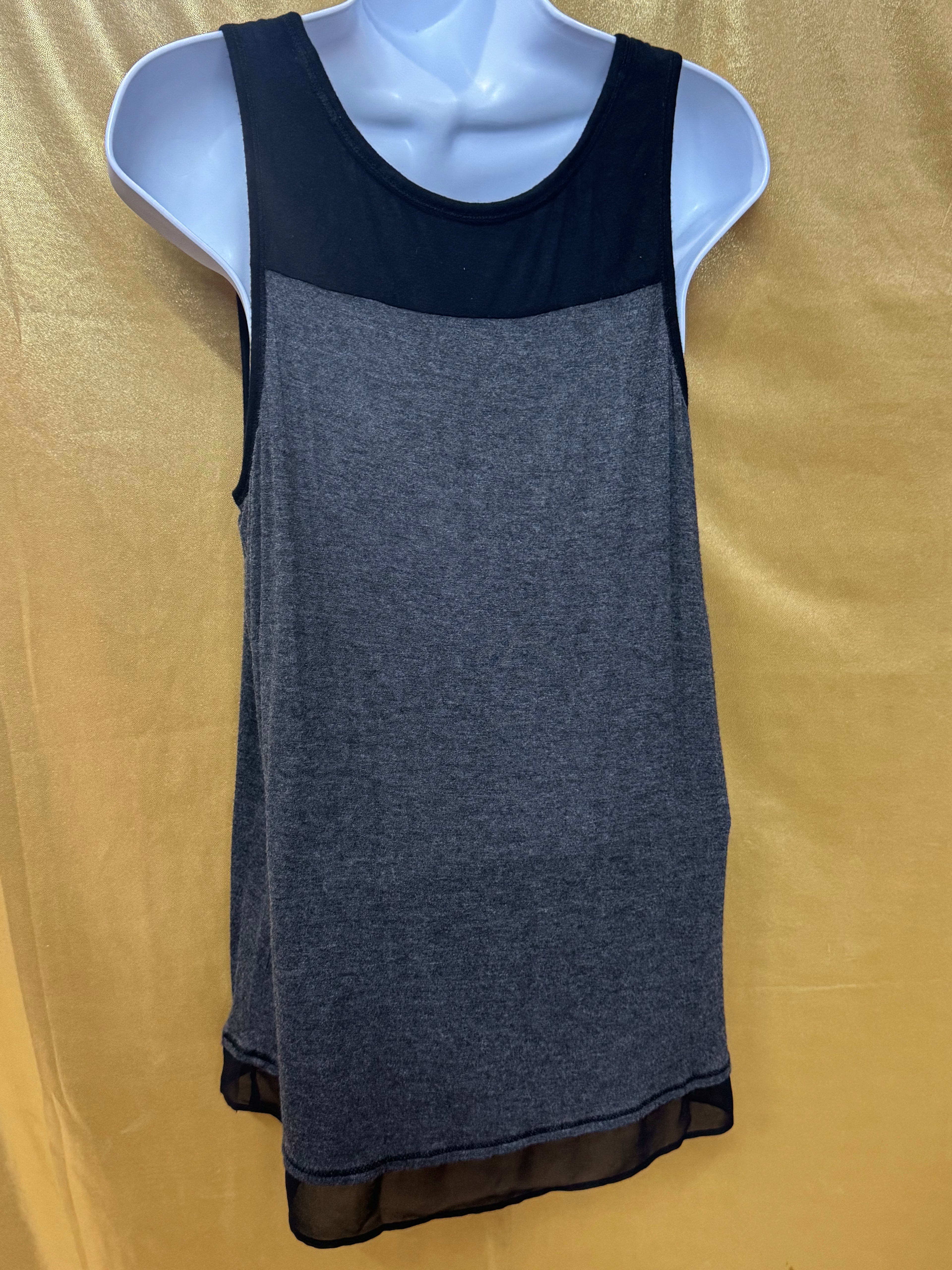 Simply Vera Vera Wang Gray Pleated Sleep Tank Top Medium Chiffon Trim