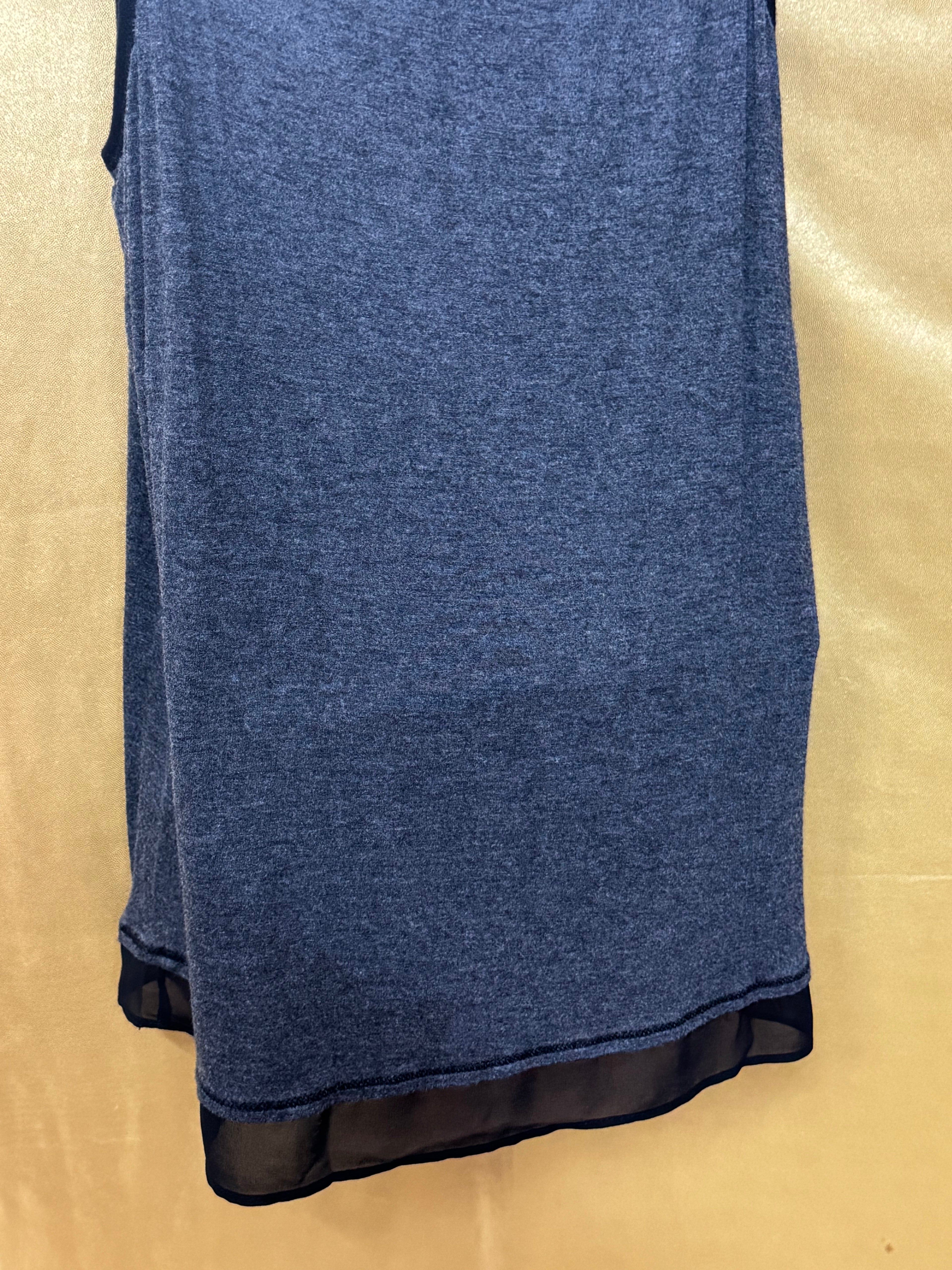 Simply Vera Vera Wang Gray Pleated Sleep Tank Top Medium Chiffon Trim