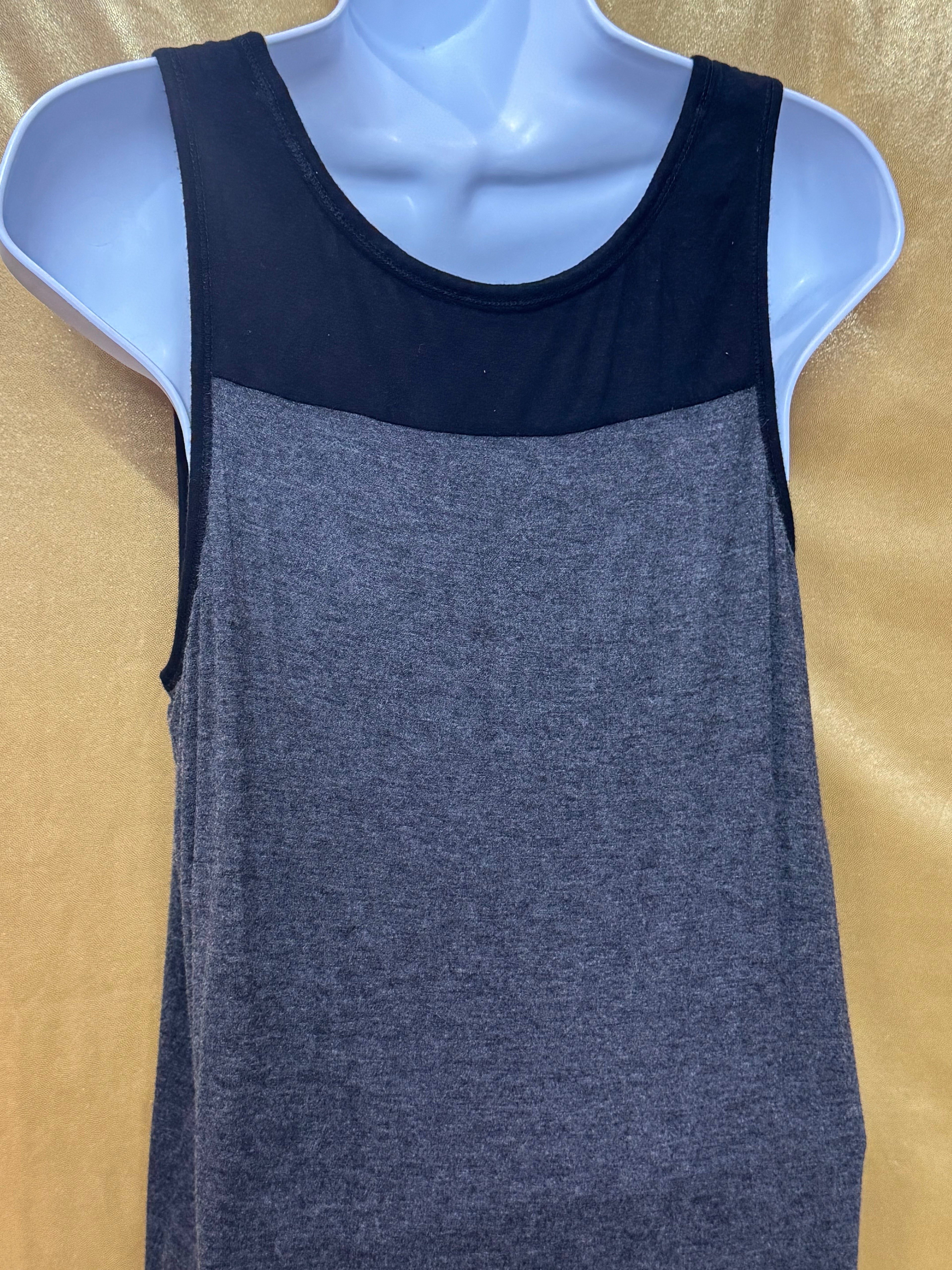 Simply Vera Vera Wang Gray Pleated Sleep Tank Top Medium Chiffon Trim
