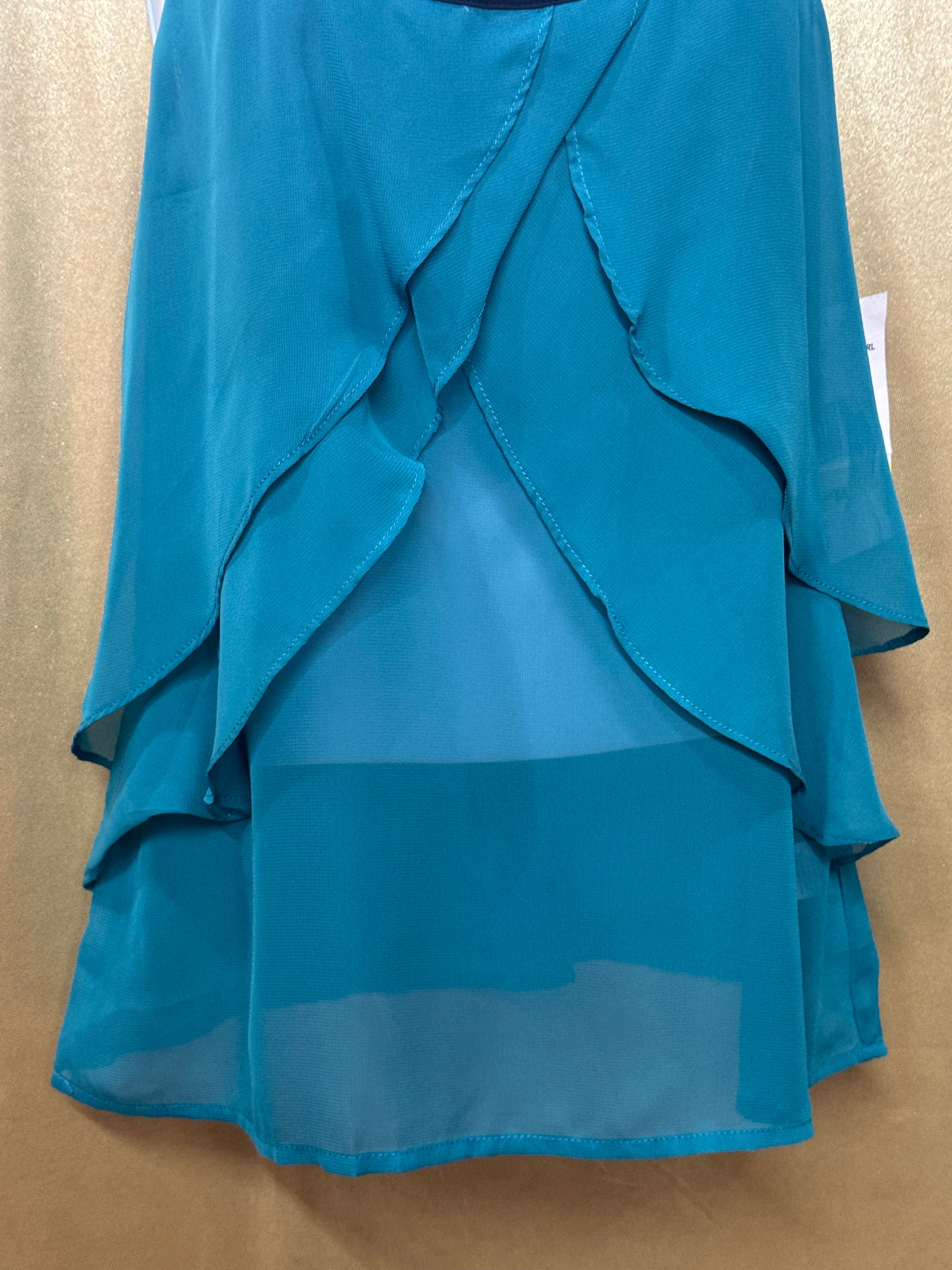 Eyeshadow Teal Green Layered Ruffle Chiffon Racerback Tank Top NWT Medium