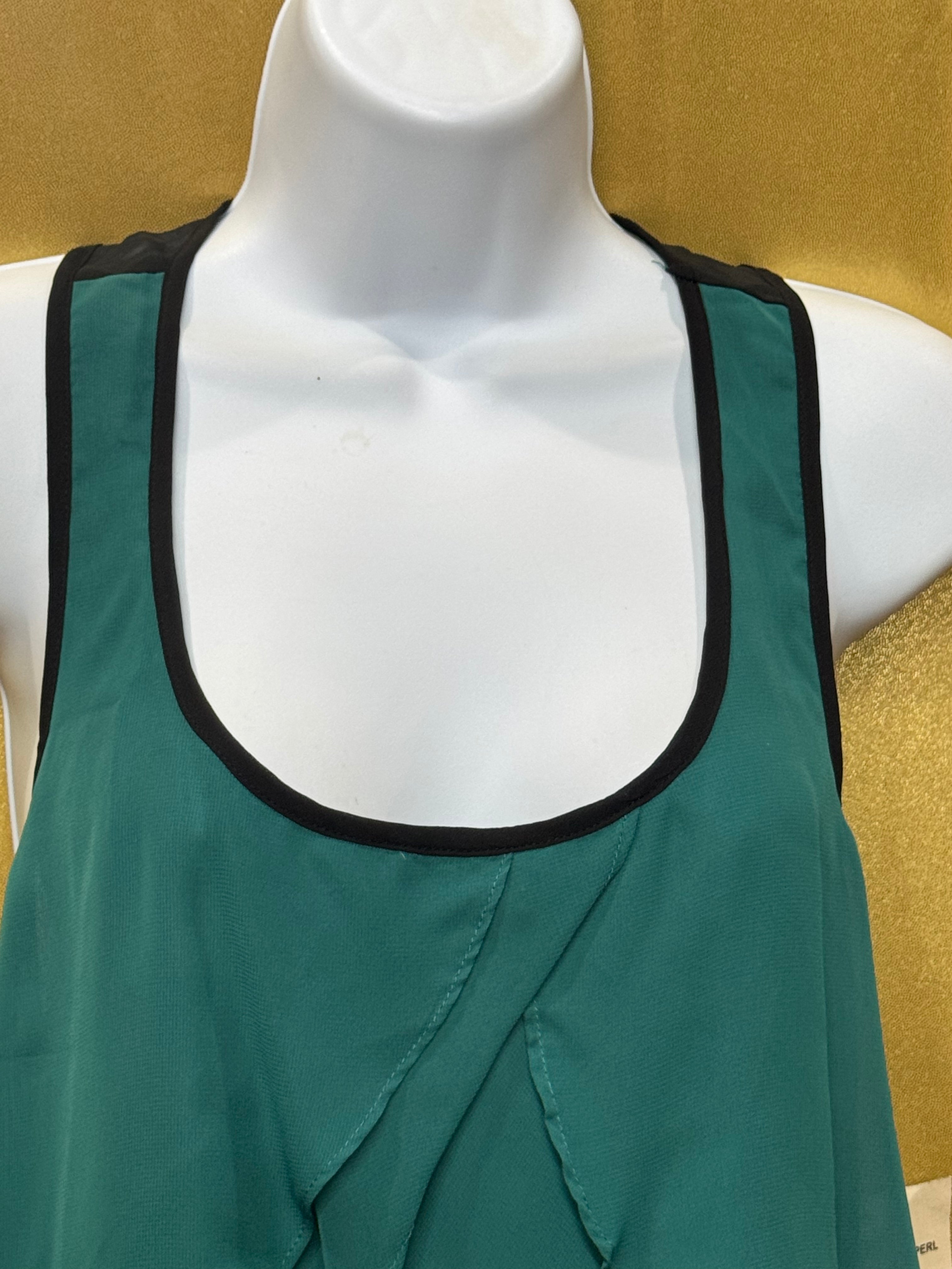 Eyeshadow Teal Green Layered Ruffle Chiffon Racerback Tank Top NWT Medium