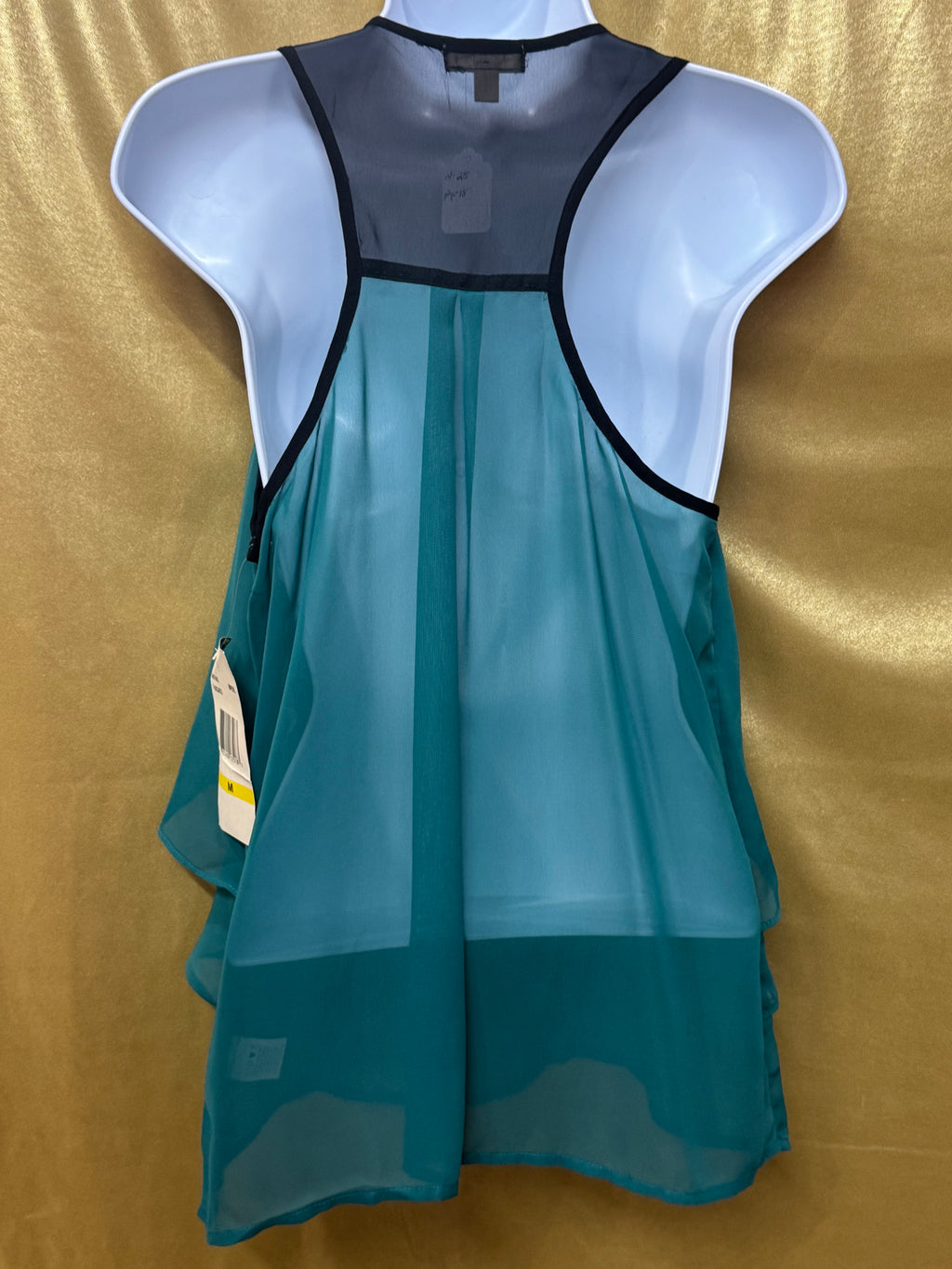 Eyeshadow Teal Green Layered Ruffle Chiffon Racerback Tank Top NWT Medium