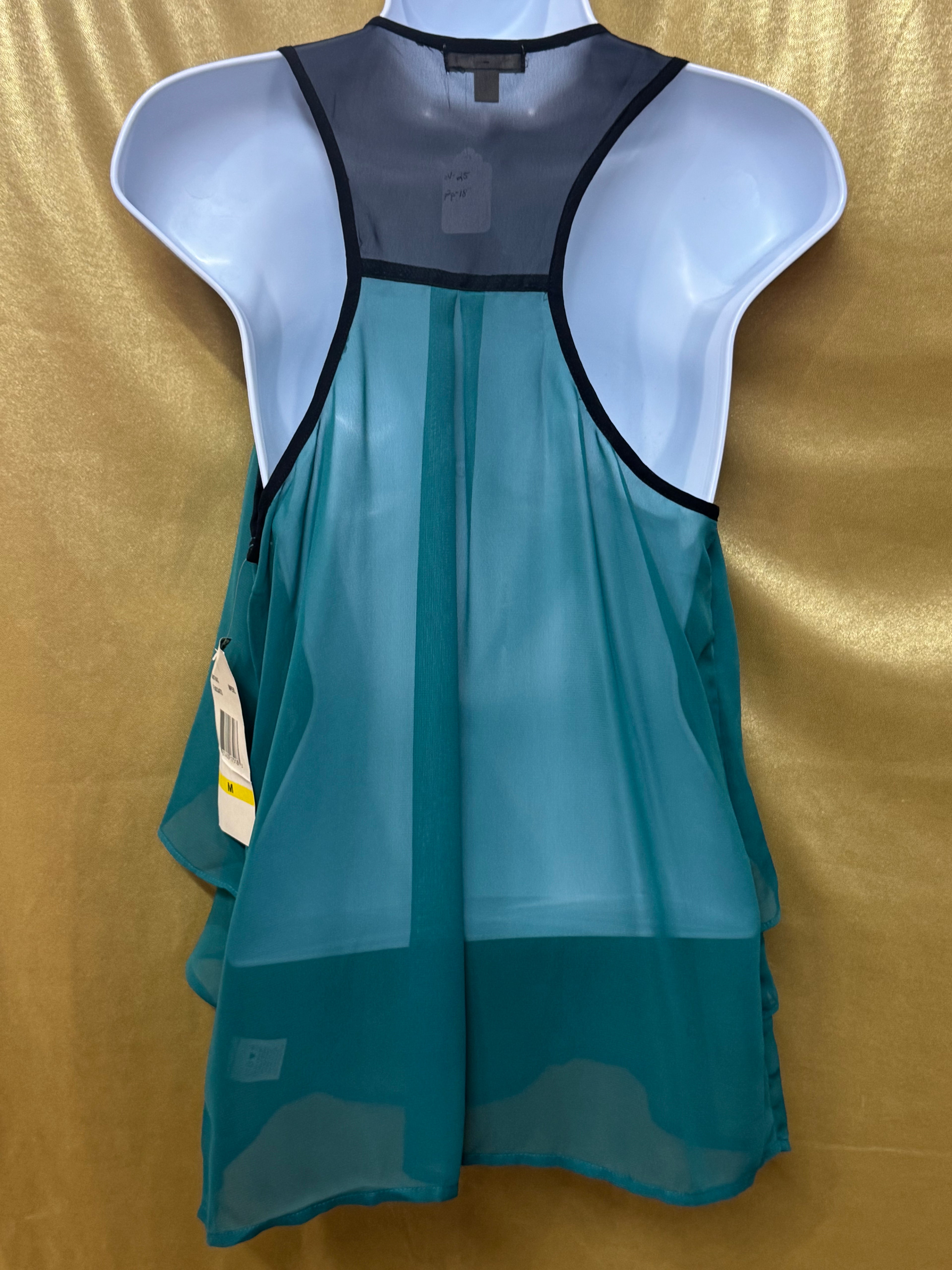 Eyeshadow Teal Green Layered Ruffle Chiffon Racerback Tank Top NWT Medium