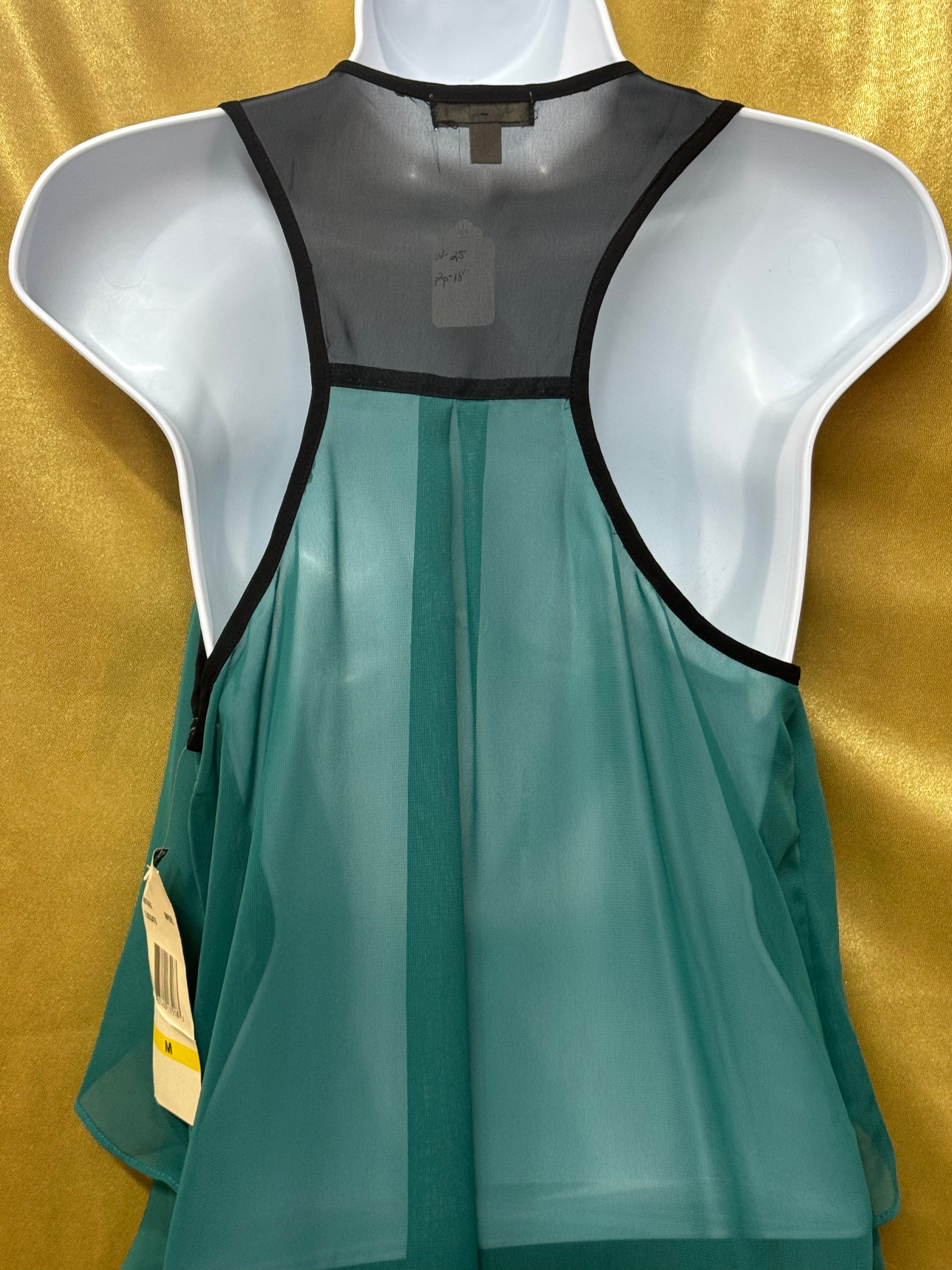 Eyeshadow Teal Green Layered Ruffle Chiffon Racerback Tank Top NWT Medium