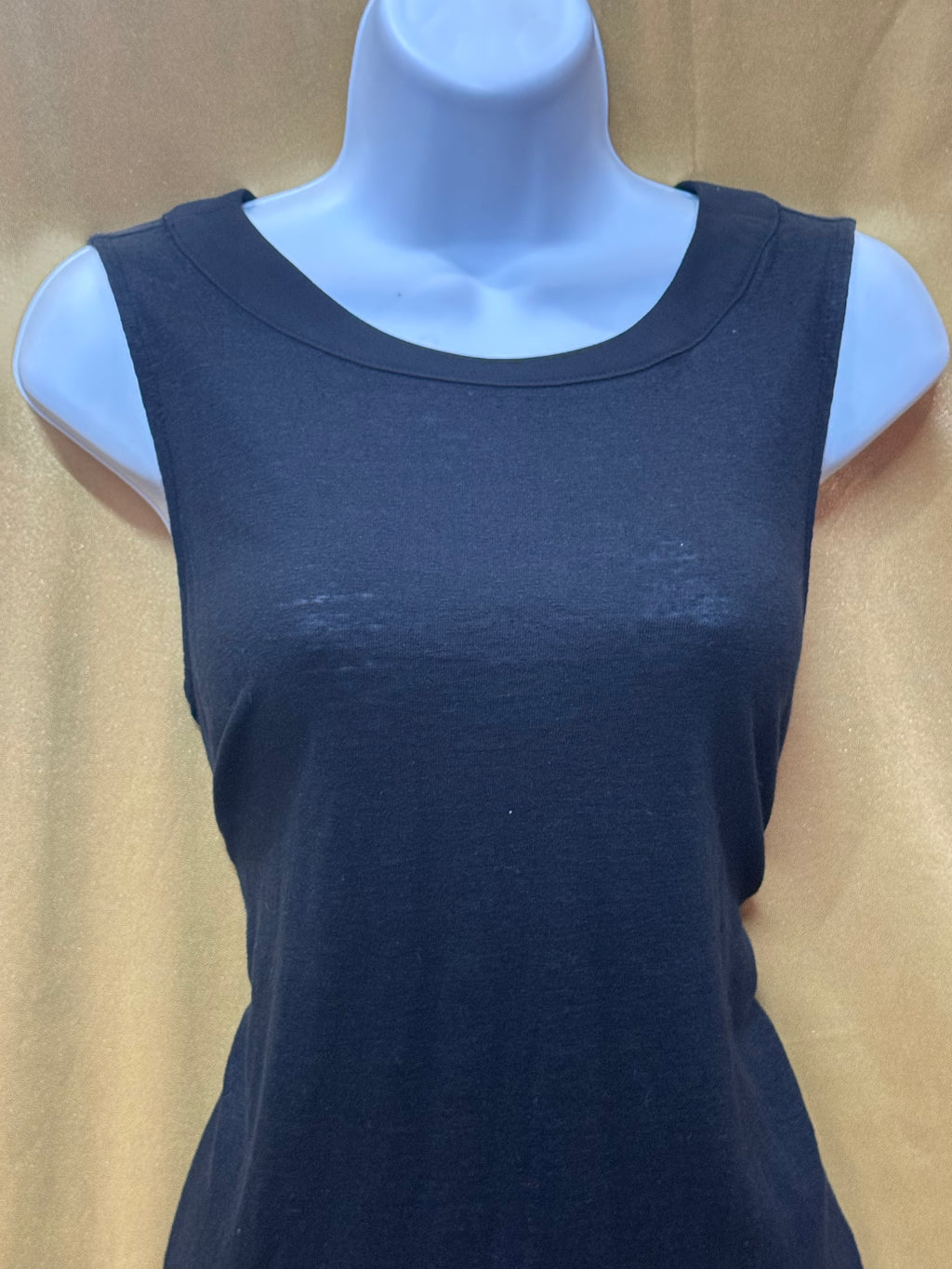 Catherine Malandrino 100% Linen Black Sleeveless Blouse Tank Top Side Slits M