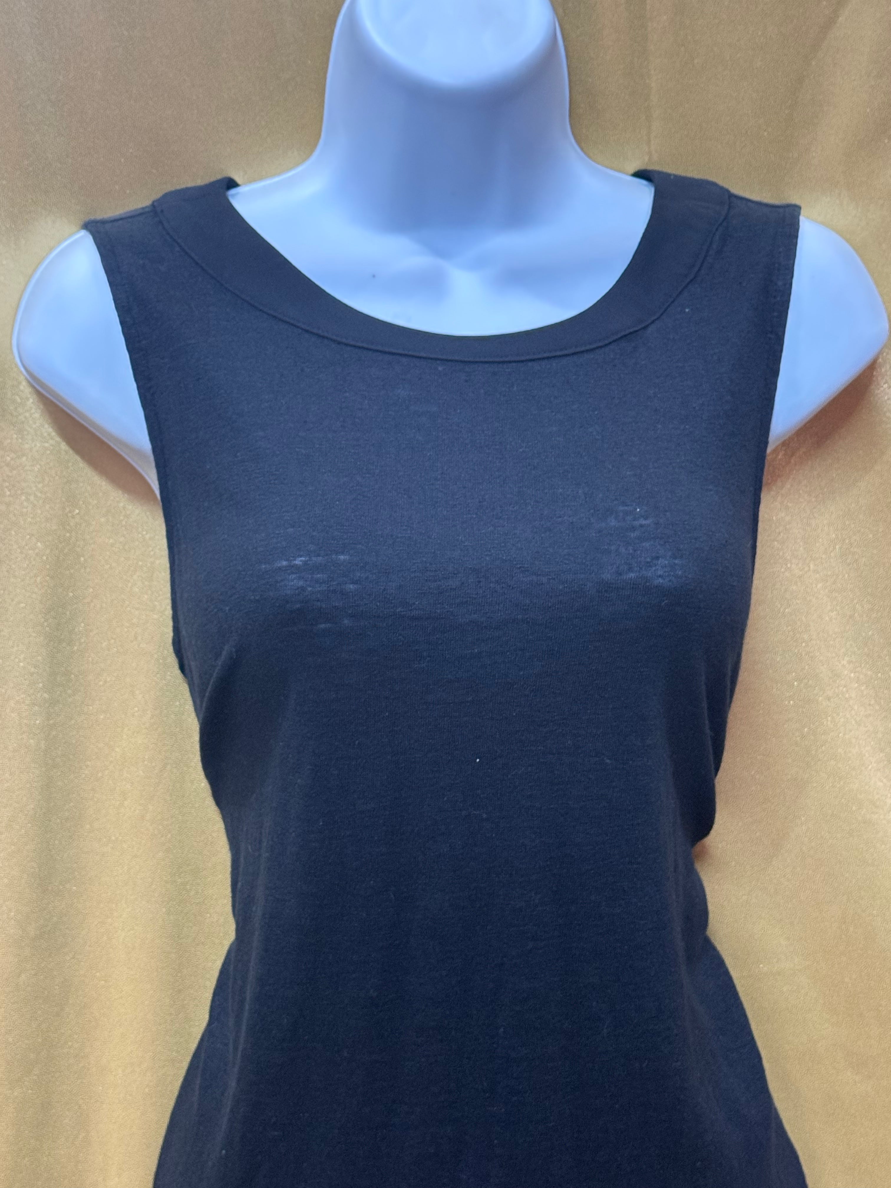 Catherine Malandrino 100% Linen Black Sleeveless Blouse Tank Top Side Slits M