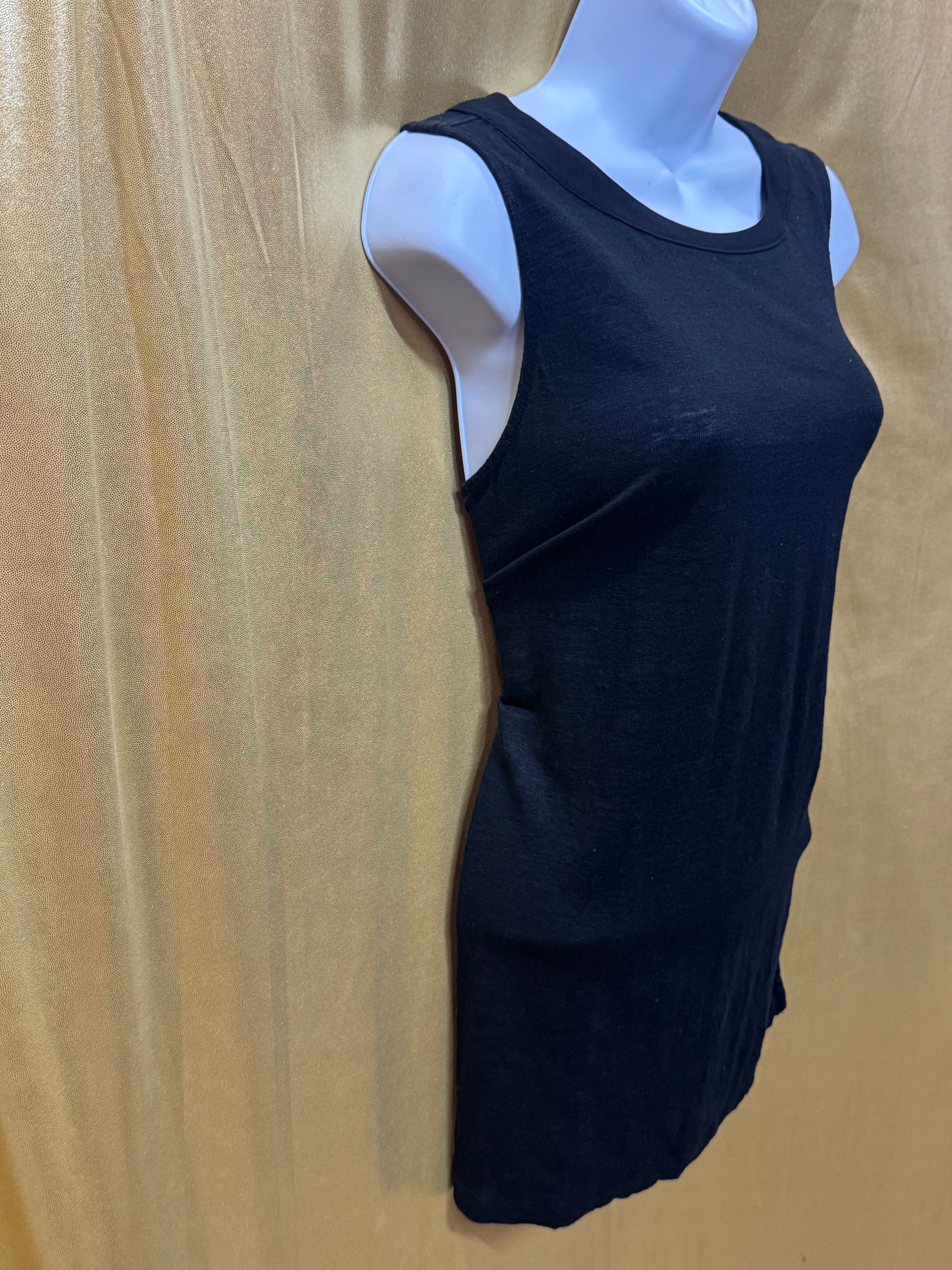 Catherine Malandrino 100% Linen Black Sleeveless Blouse Tank Top Side Slits M