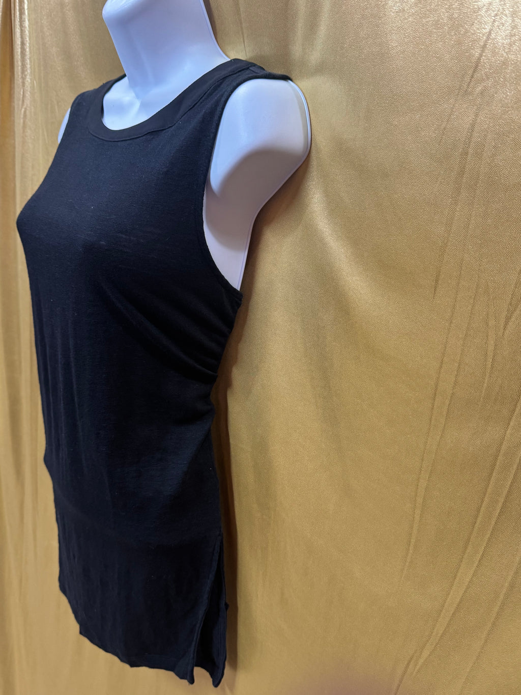 Catherine Malandrino 100% Linen Black Sleeveless Blouse Tank Top Side Slits M