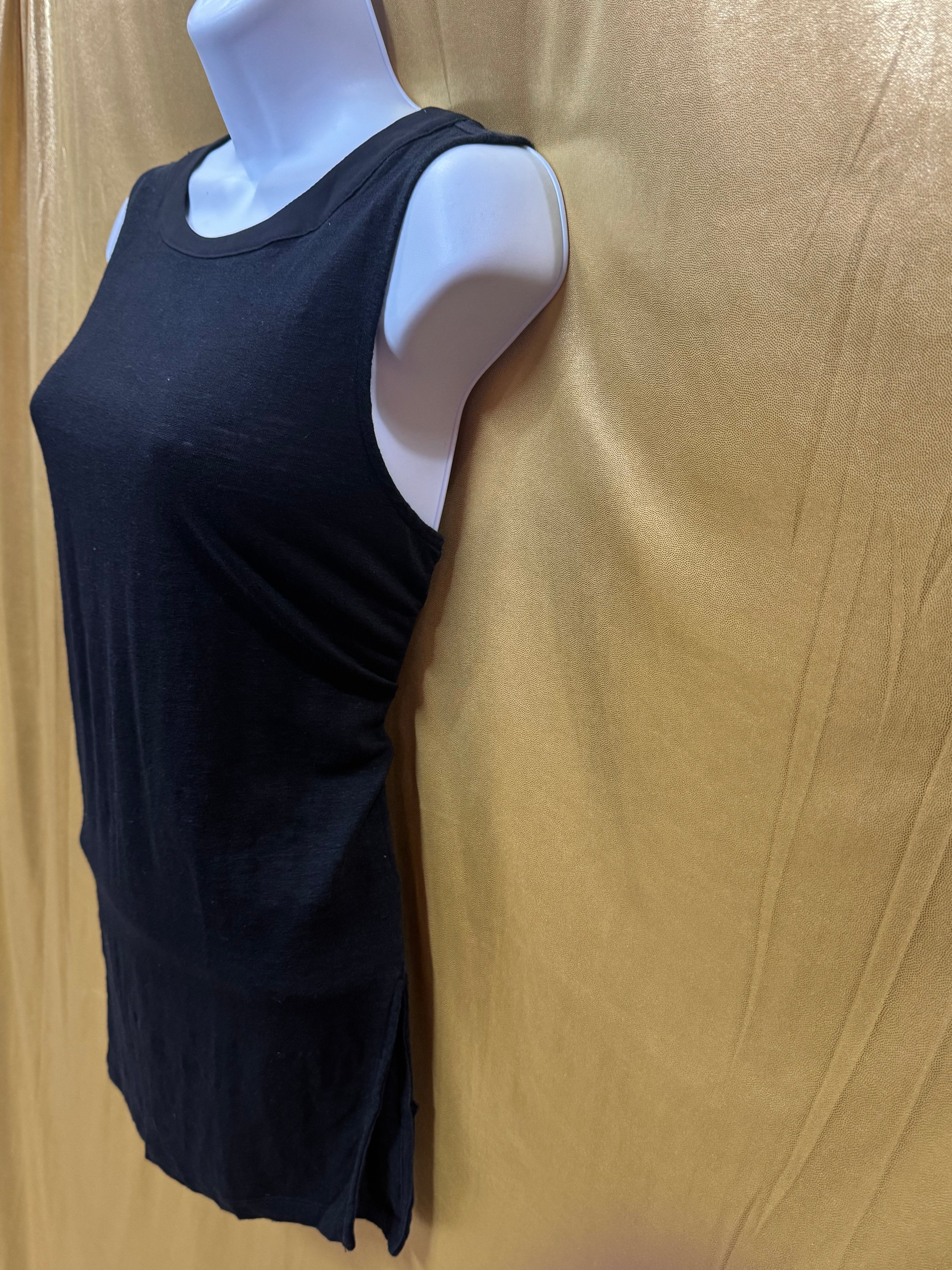 Catherine Malandrino 100% Linen Black Sleeveless Blouse Tank Top Side Slits M