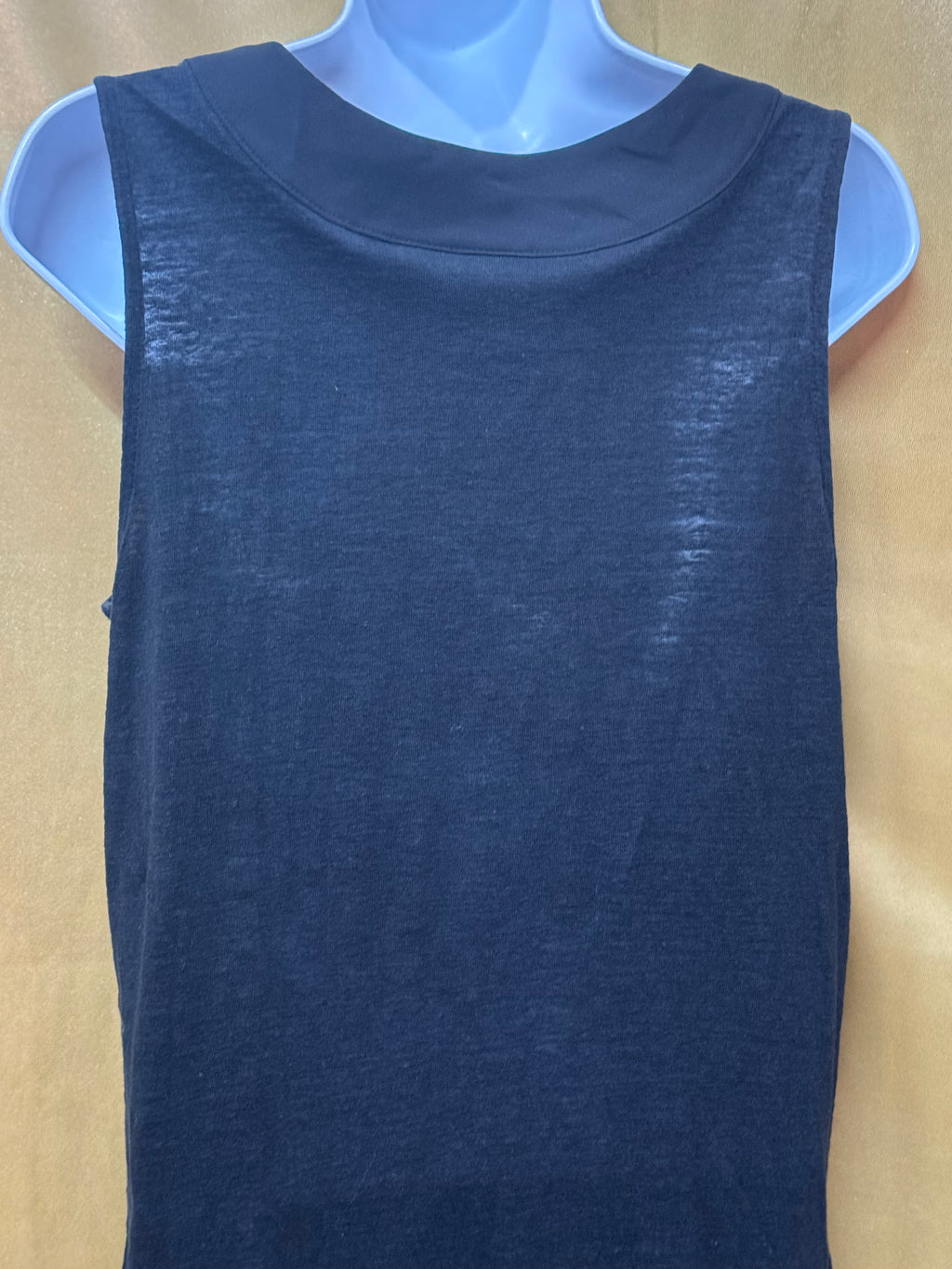 Catherine Malandrino 100% Linen Black Sleeveless Blouse Tank Top Side Slits M