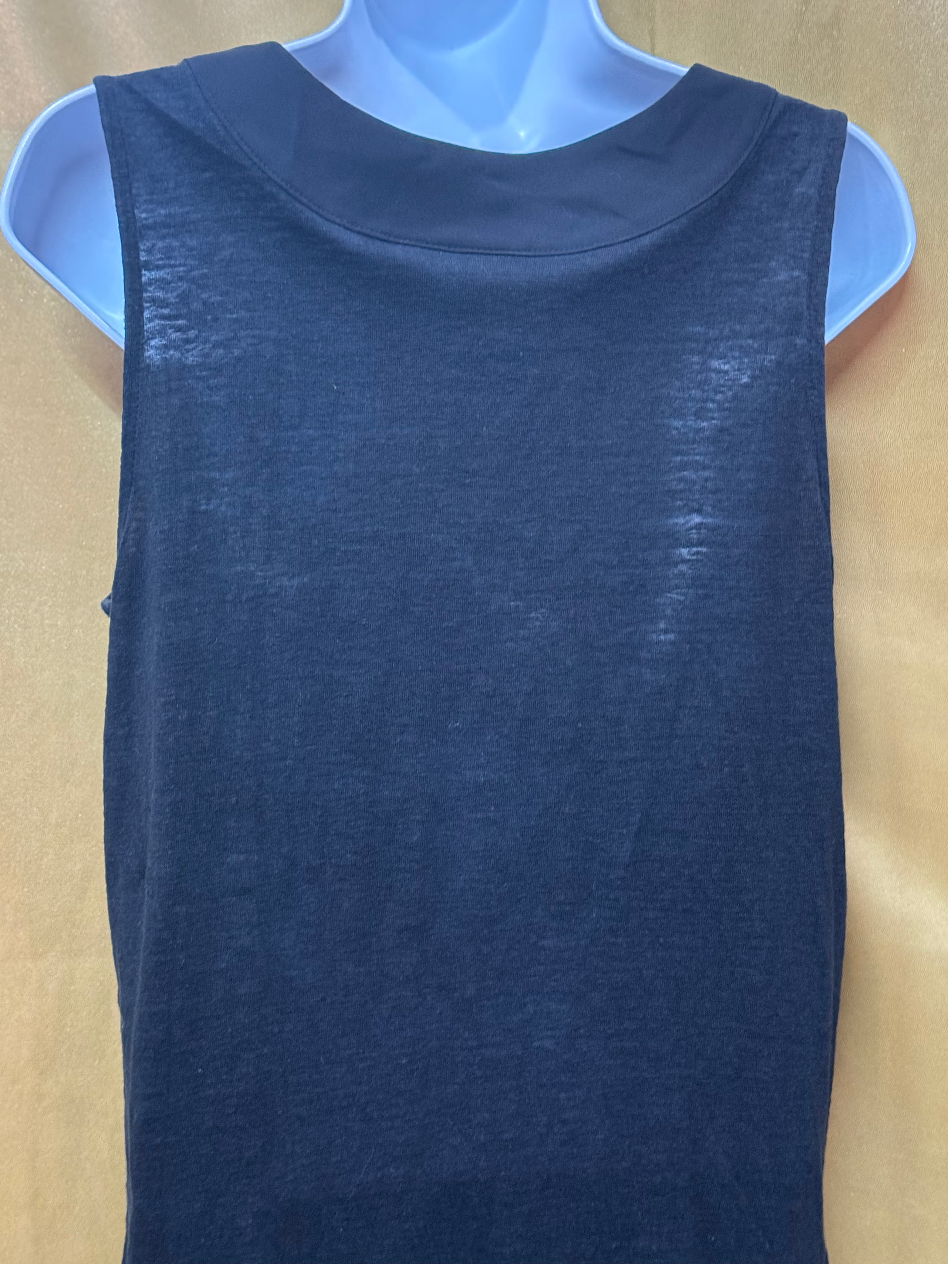 Catherine Malandrino 100% Linen Black Sleeveless Blouse Tank Top Side Slits M