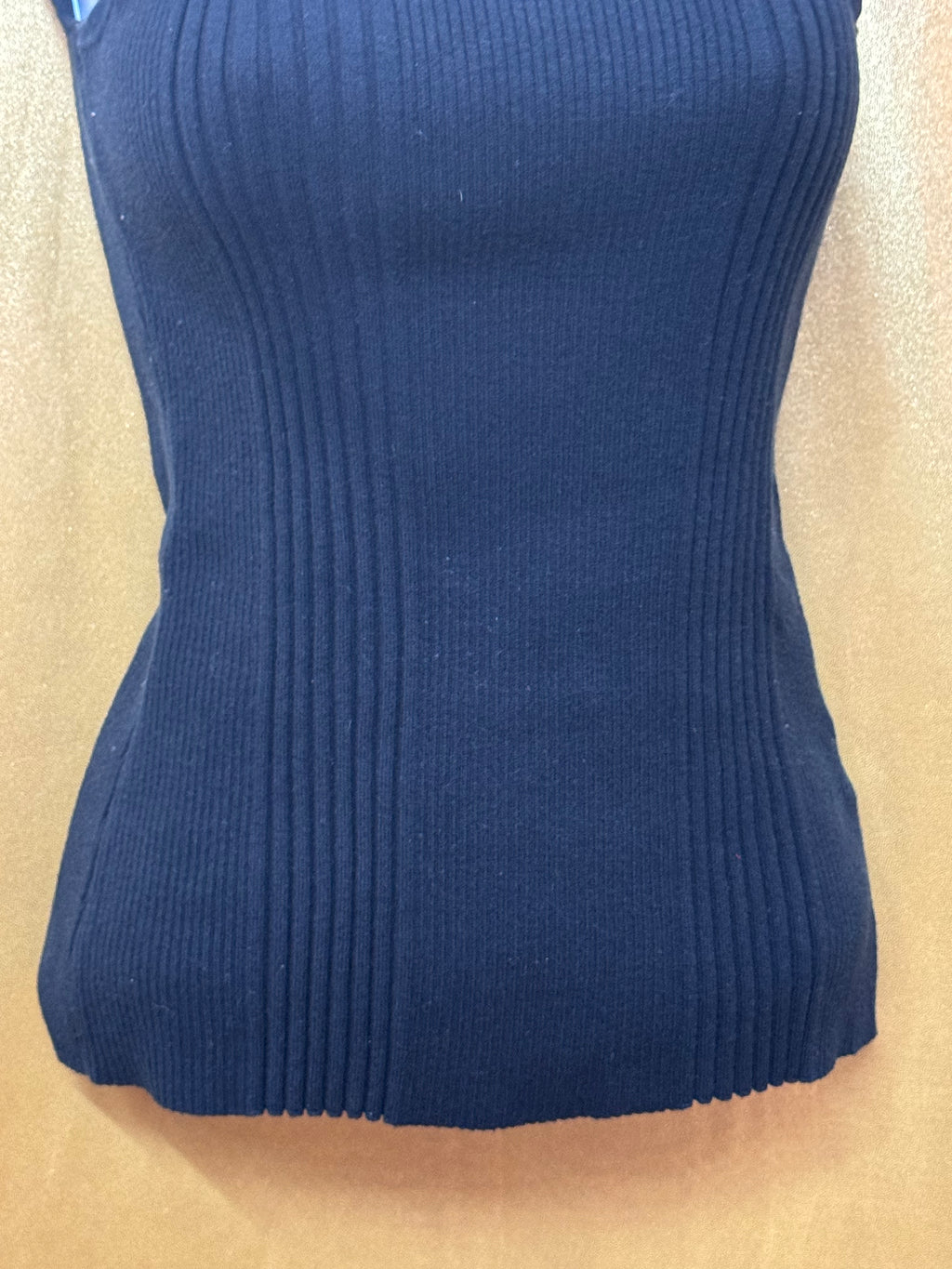 Dressbarn Black Ribbed Mock Neck Sleeveless Sweater Top Size M