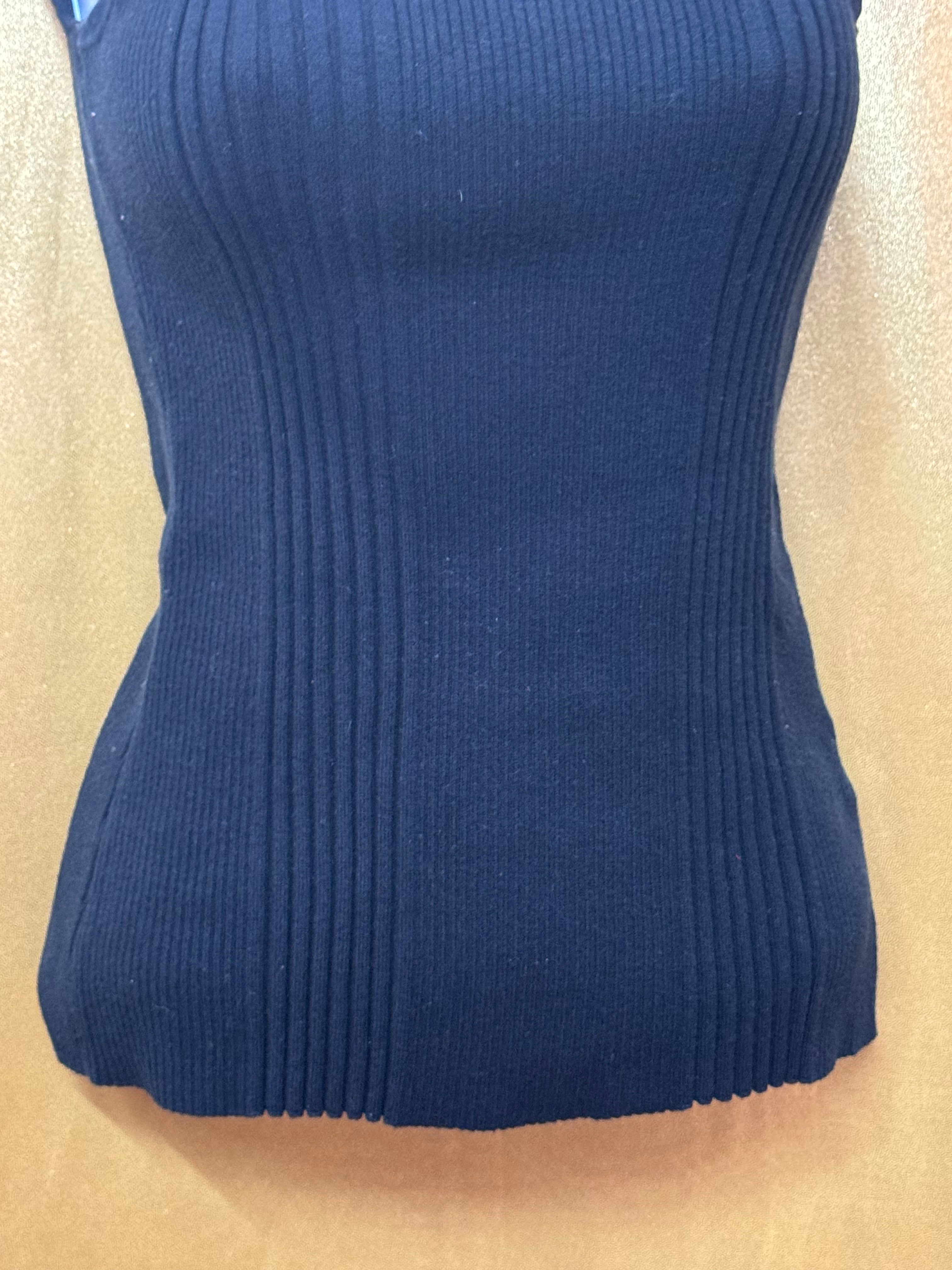 Dressbarn Black Ribbed Mock Neck Sleeveless Sweater Top Size M
