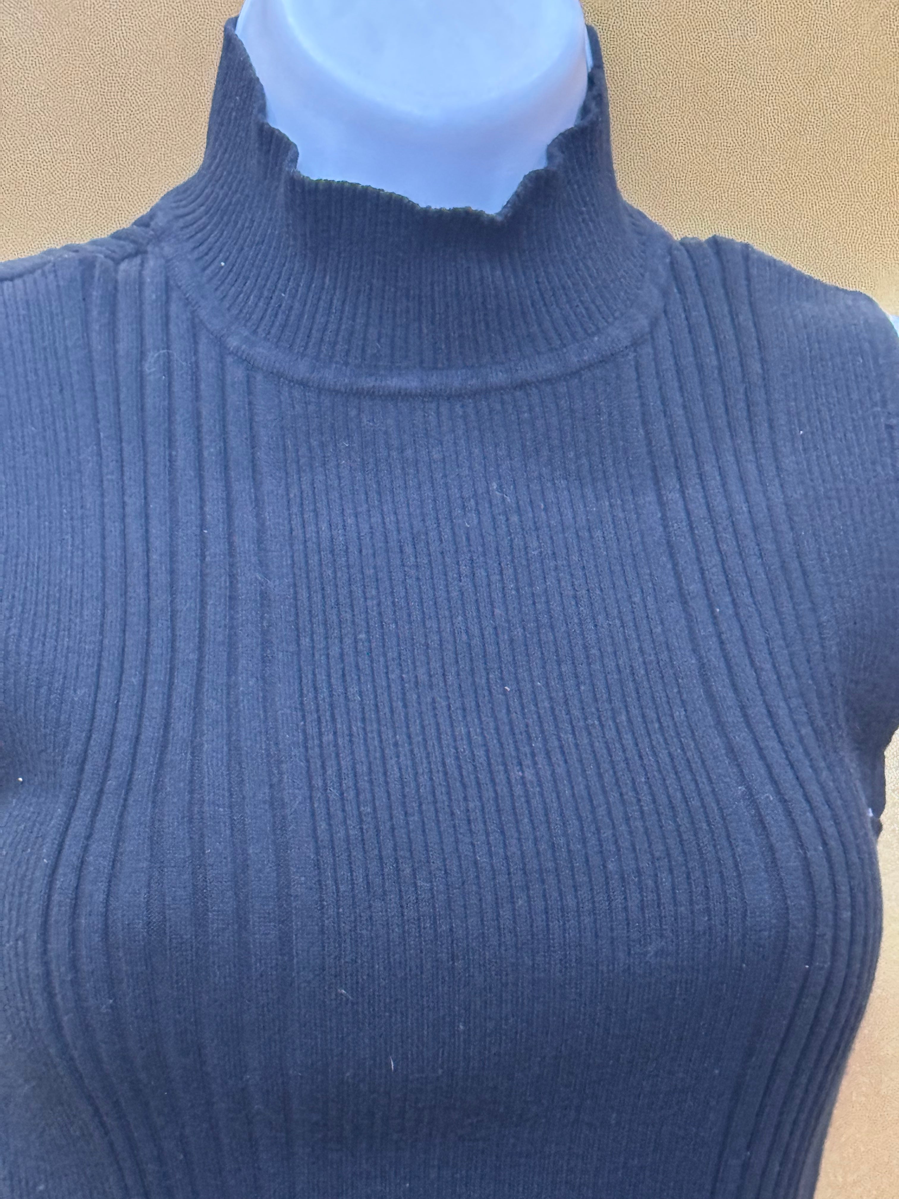 Dressbarn Black Ribbed Mock Neck Sleeveless Sweater Top Size M