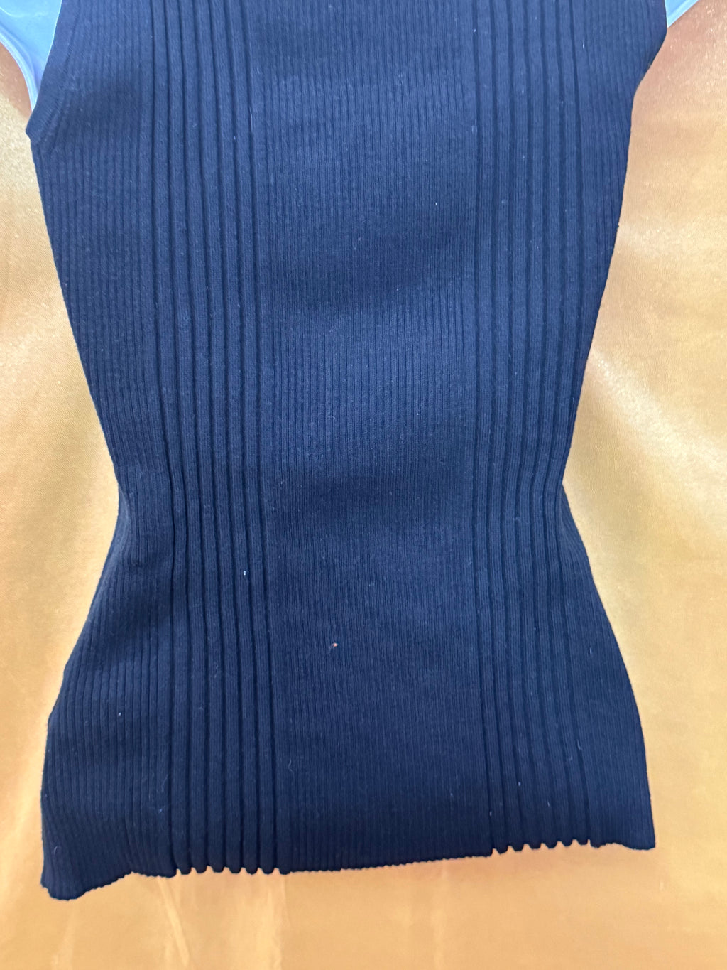 Dressbarn Black Ribbed Mock Neck Sleeveless Sweater Top Size M