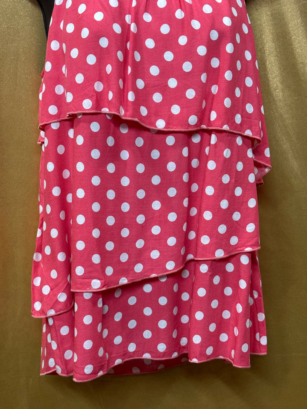 Unique Spectrum Polka Dot Tiered Cami Tank Top Pink/White Size M NWT