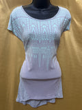 Cabi Santa Fe Tee Gray Mint Tribal Geometric Aztec Short Sleeve Tunic Size M