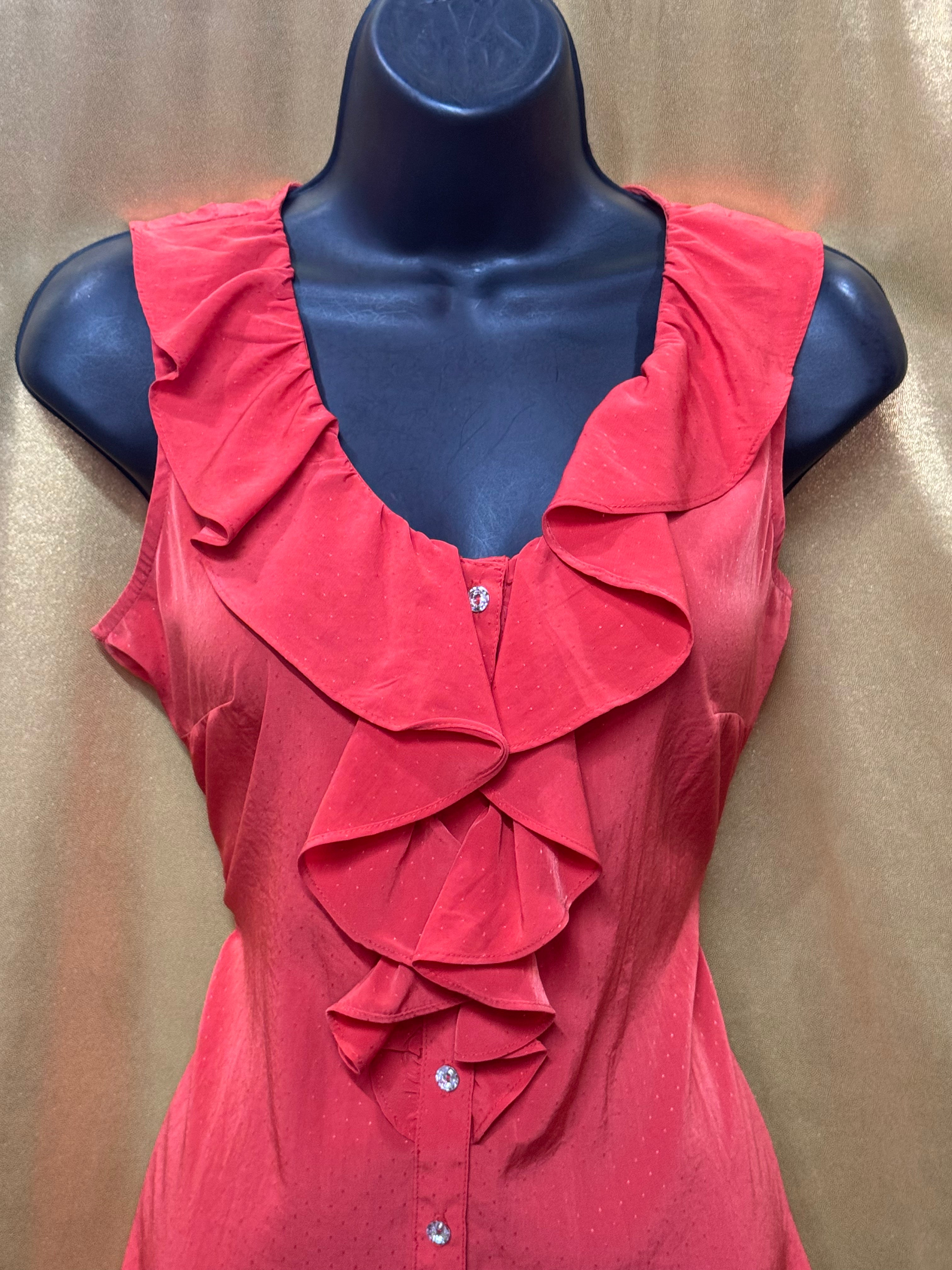 Banana Republic Coral Ruffle Sleeveless Blouse Top Small