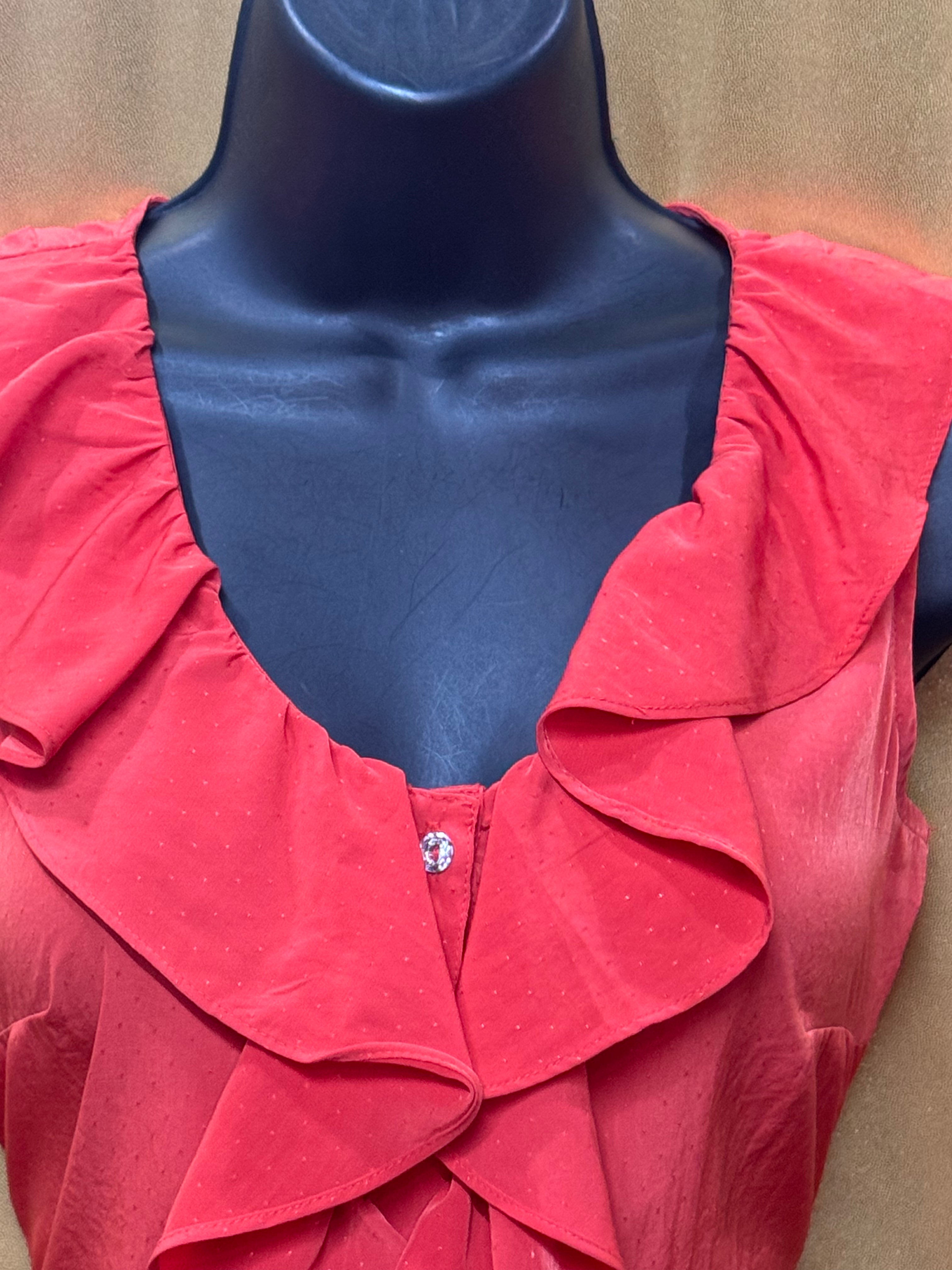 Banana Republic Coral Ruffle Sleeveless Blouse Top Small