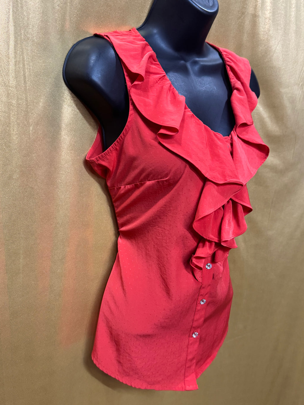 Banana Republic Coral Ruffle Sleeveless Blouse Top Small