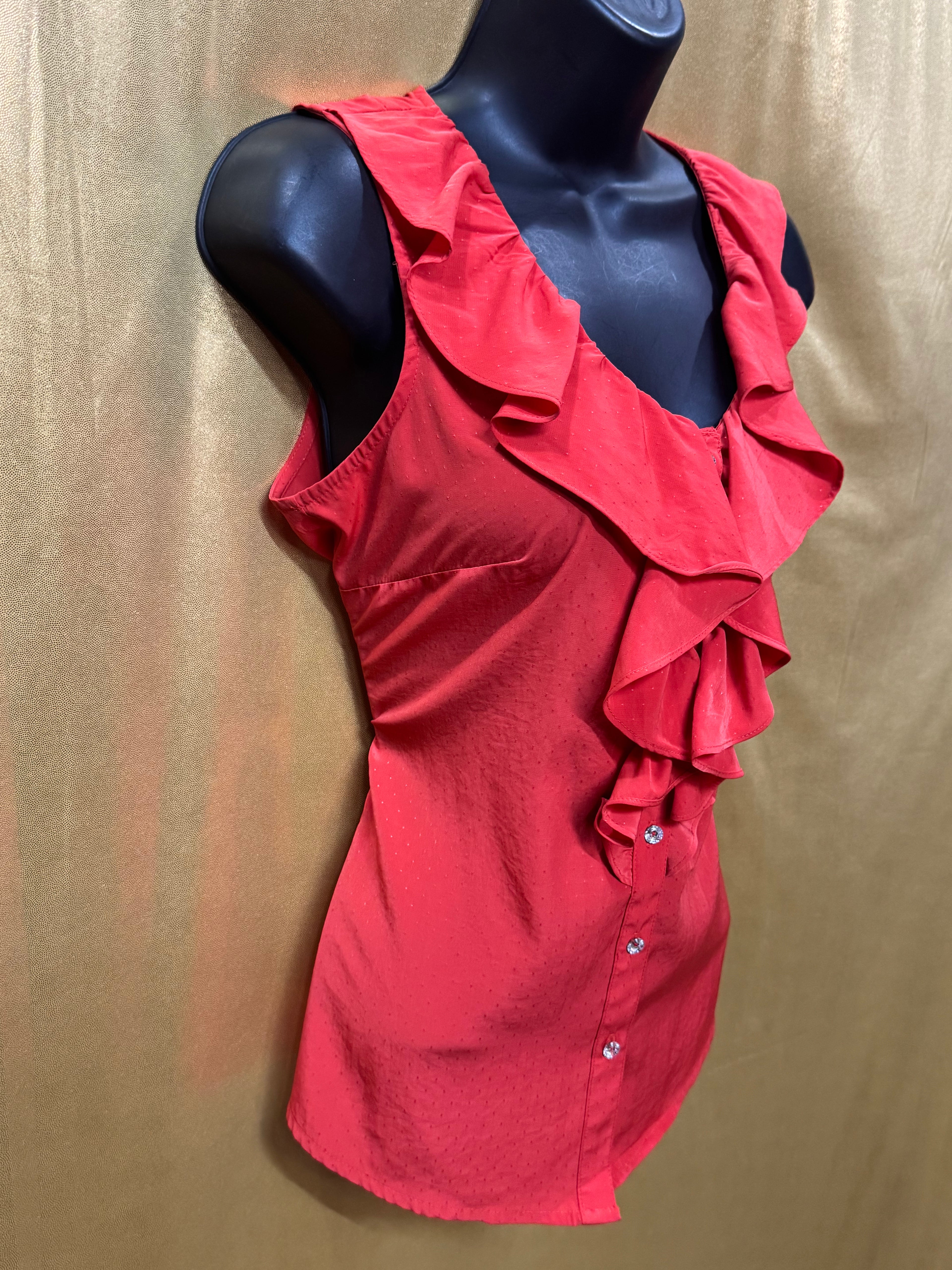 Banana Republic Coral Ruffle Sleeveless Blouse Top Small