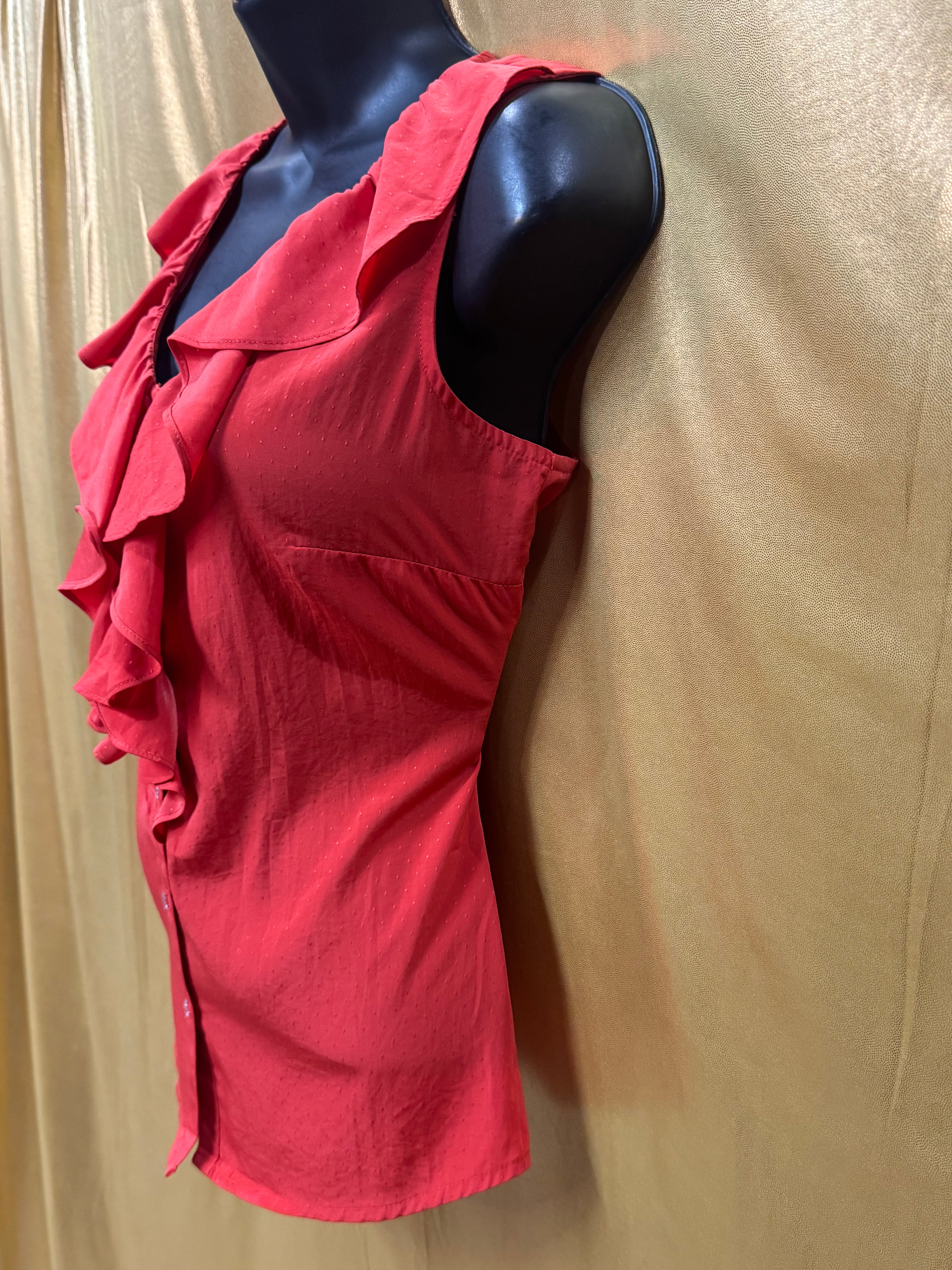 Banana Republic Coral Ruffle Sleeveless Blouse Top Small