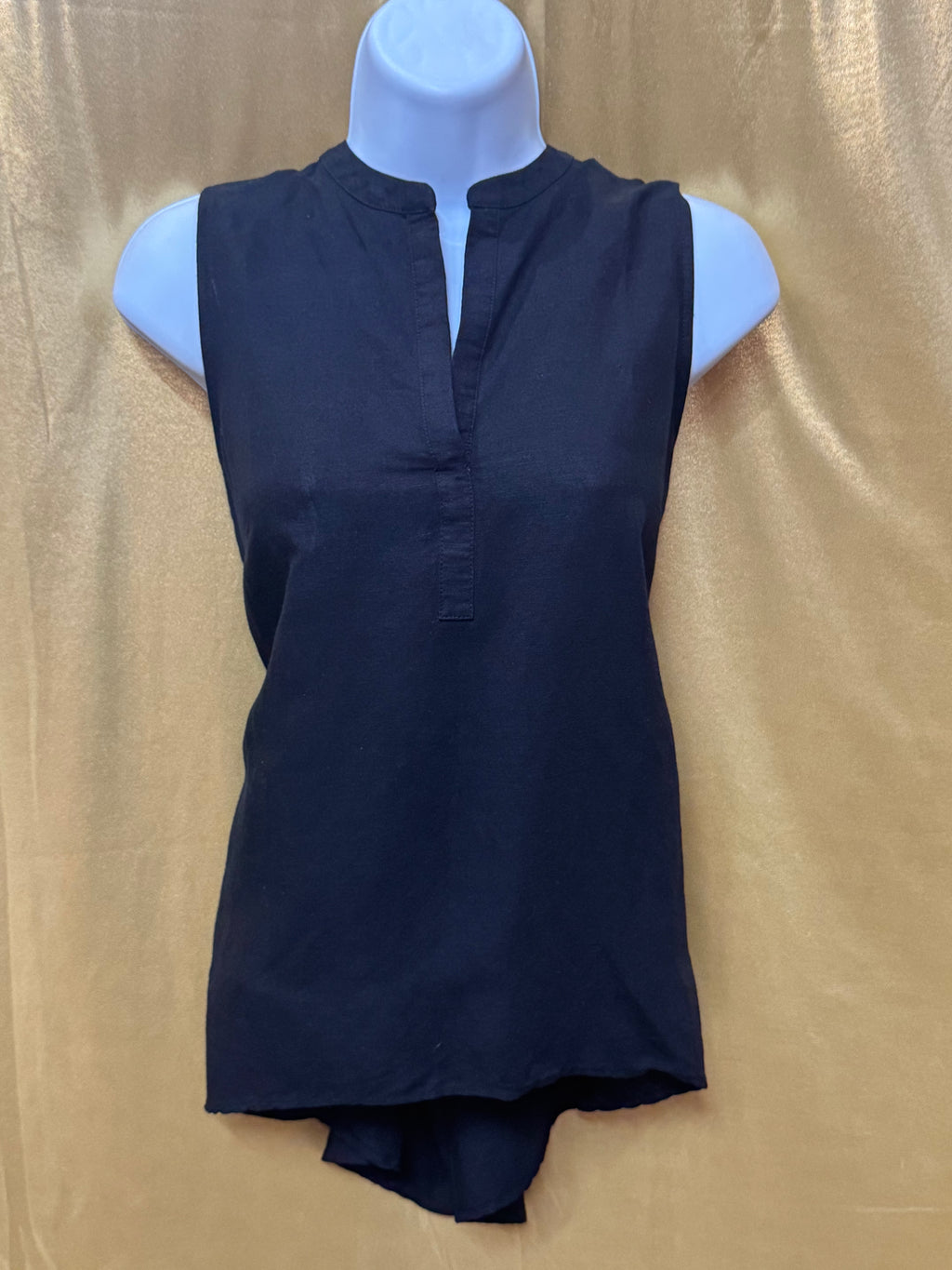 The Limited Black Linen Blend Sleeveless Tunic Top, Size Small
