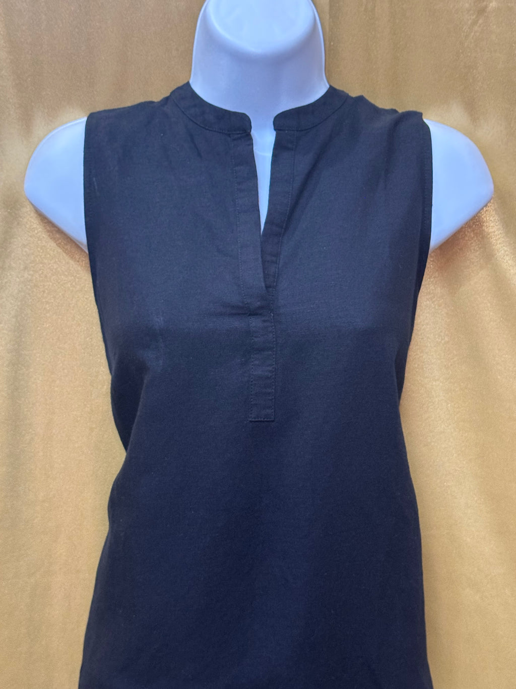 The Limited Black Linen Blend Sleeveless Tunic Top, Size Small