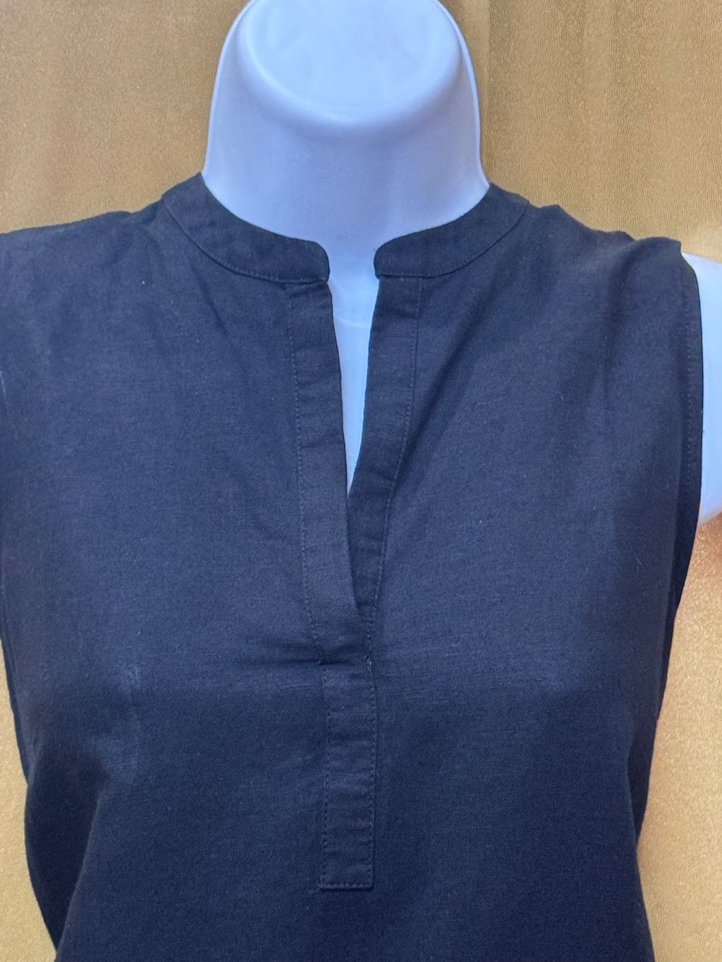 The Limited Black Linen Blend Sleeveless Tunic Top, Size Small
