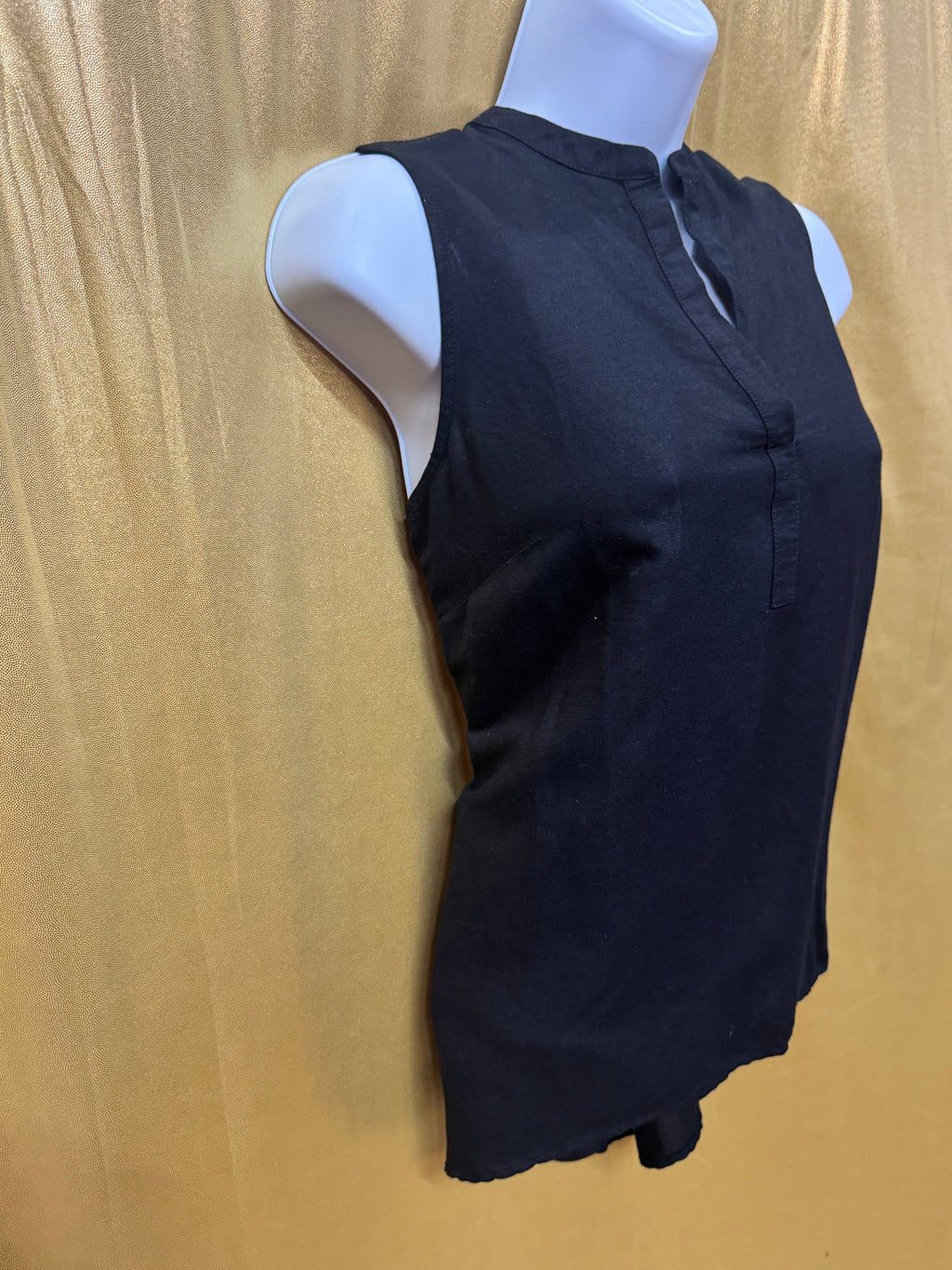 The Limited Black Linen Blend Sleeveless Tunic Top, Size Small