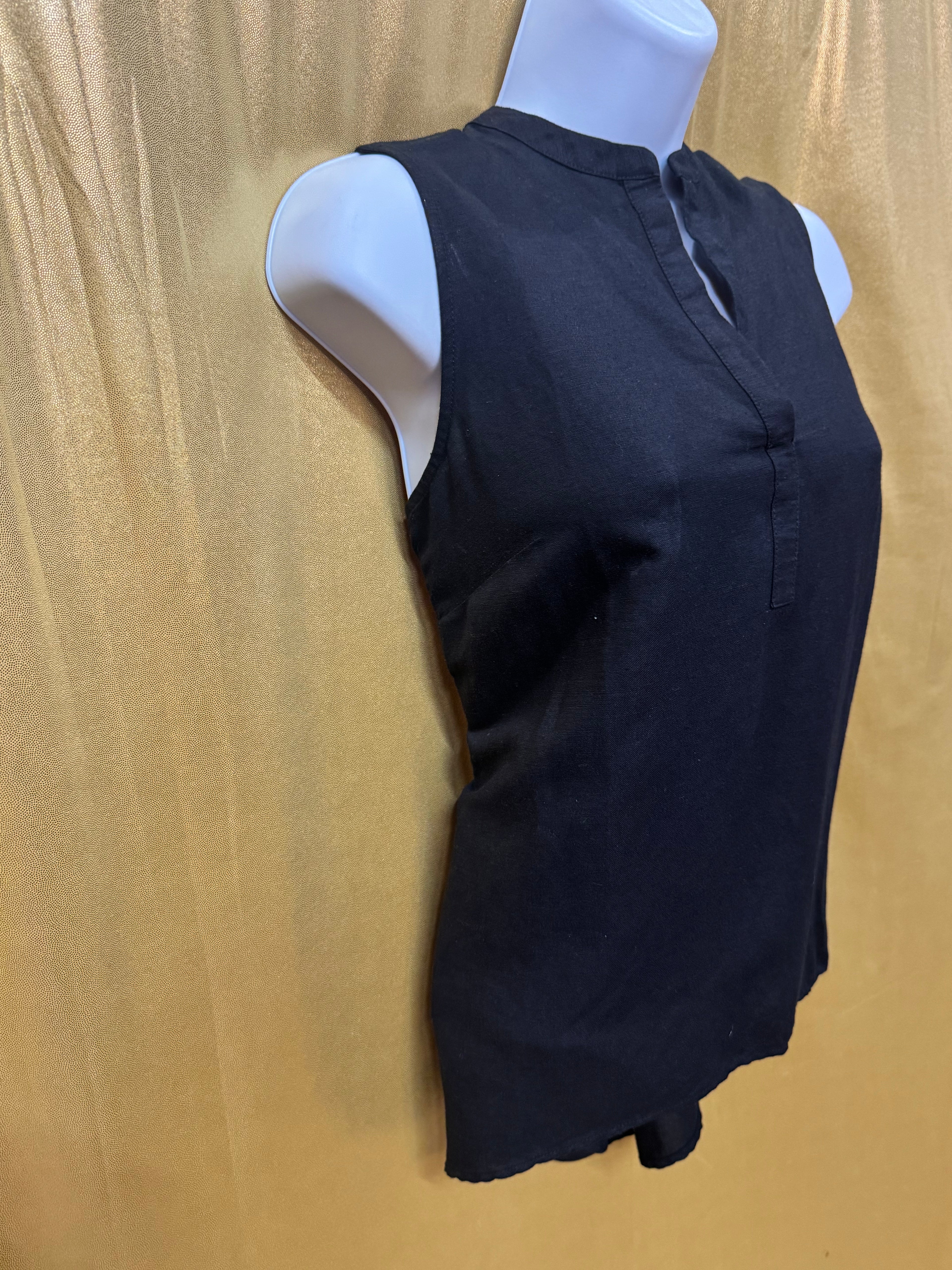 The Limited Black Linen Blend Sleeveless Tunic Top, Size Small