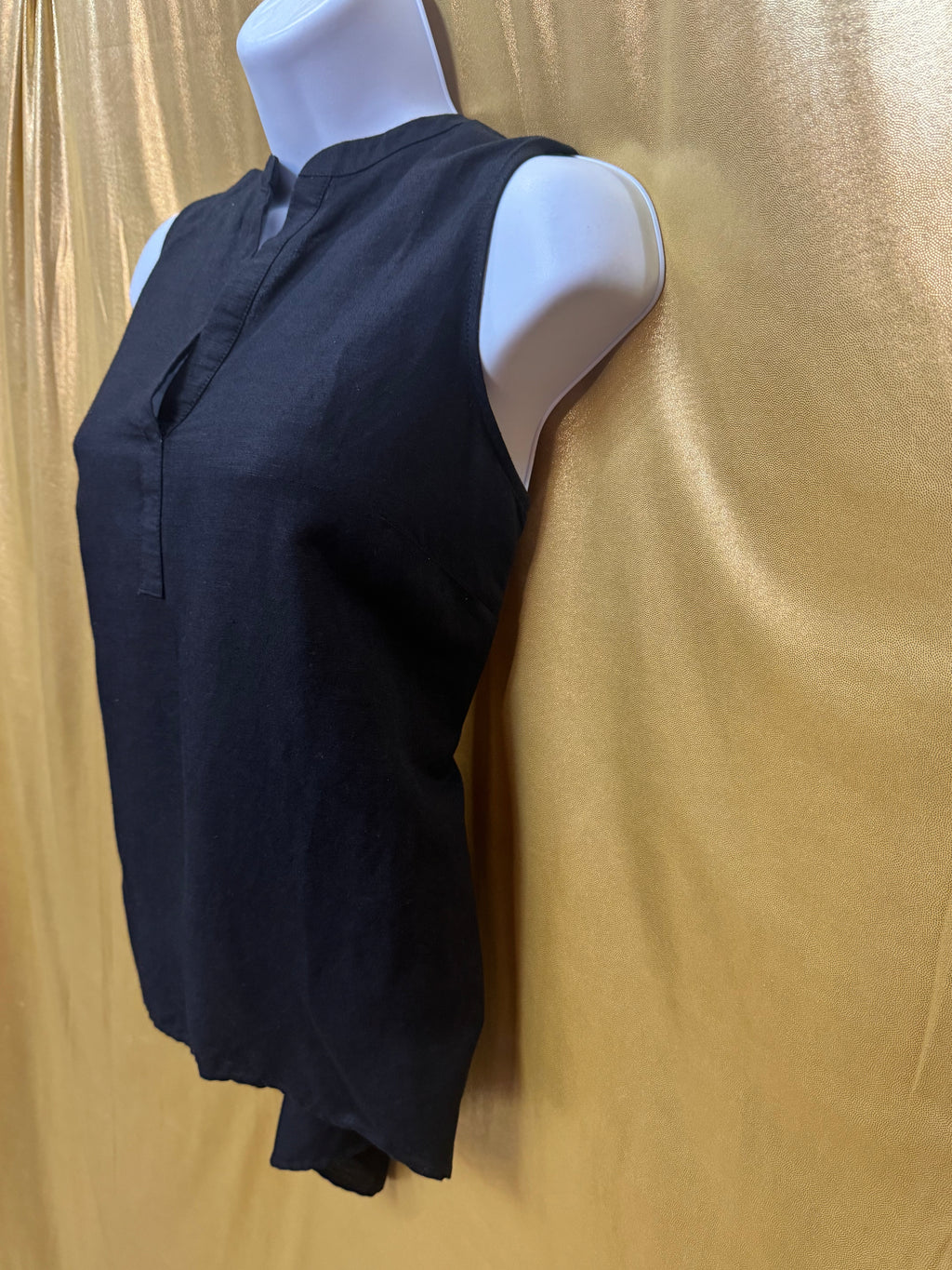 The Limited Black Linen Blend Sleeveless Tunic Top, Size Small