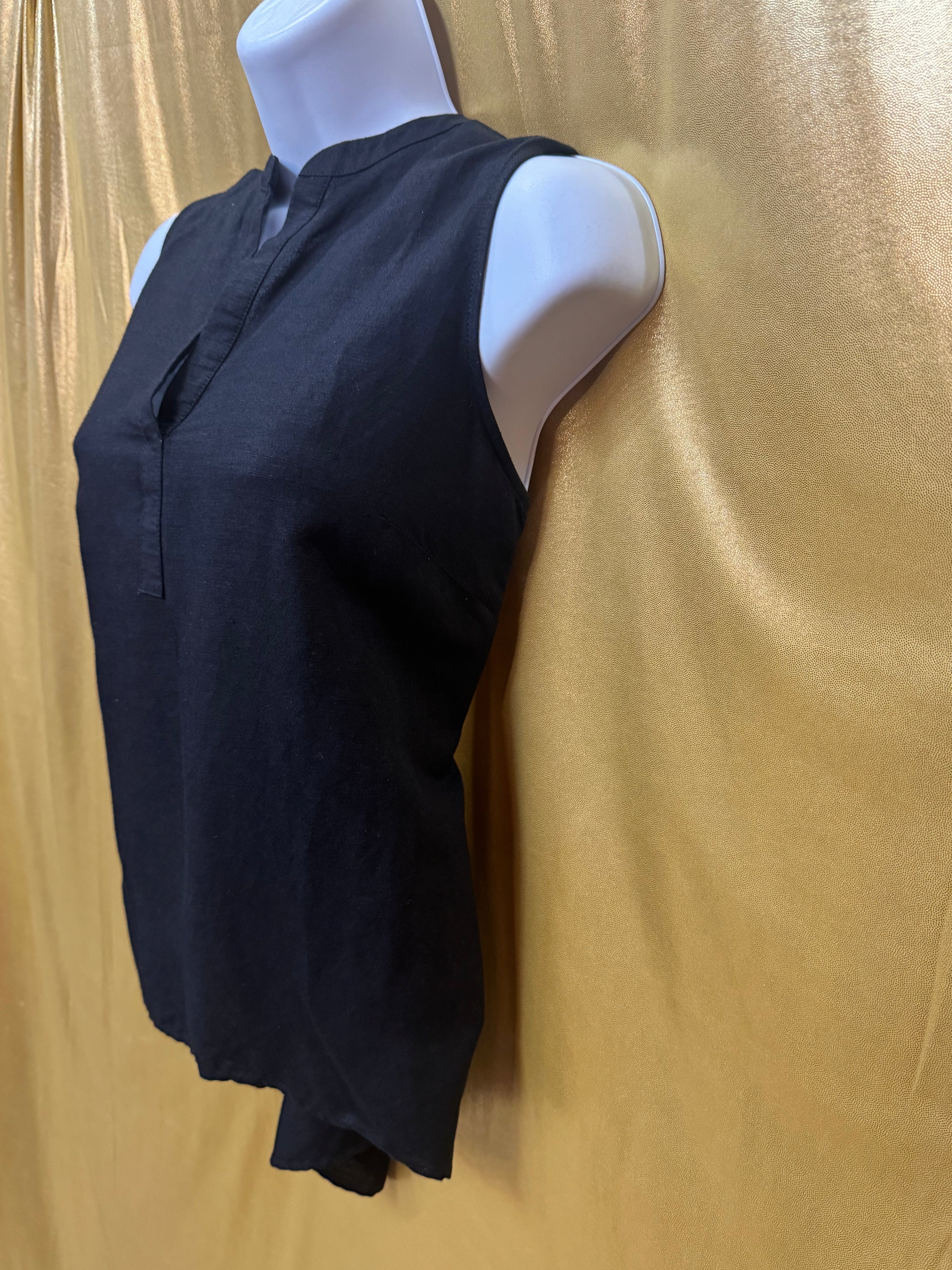 The Limited Black Linen Blend Sleeveless Tunic Top, Size Small