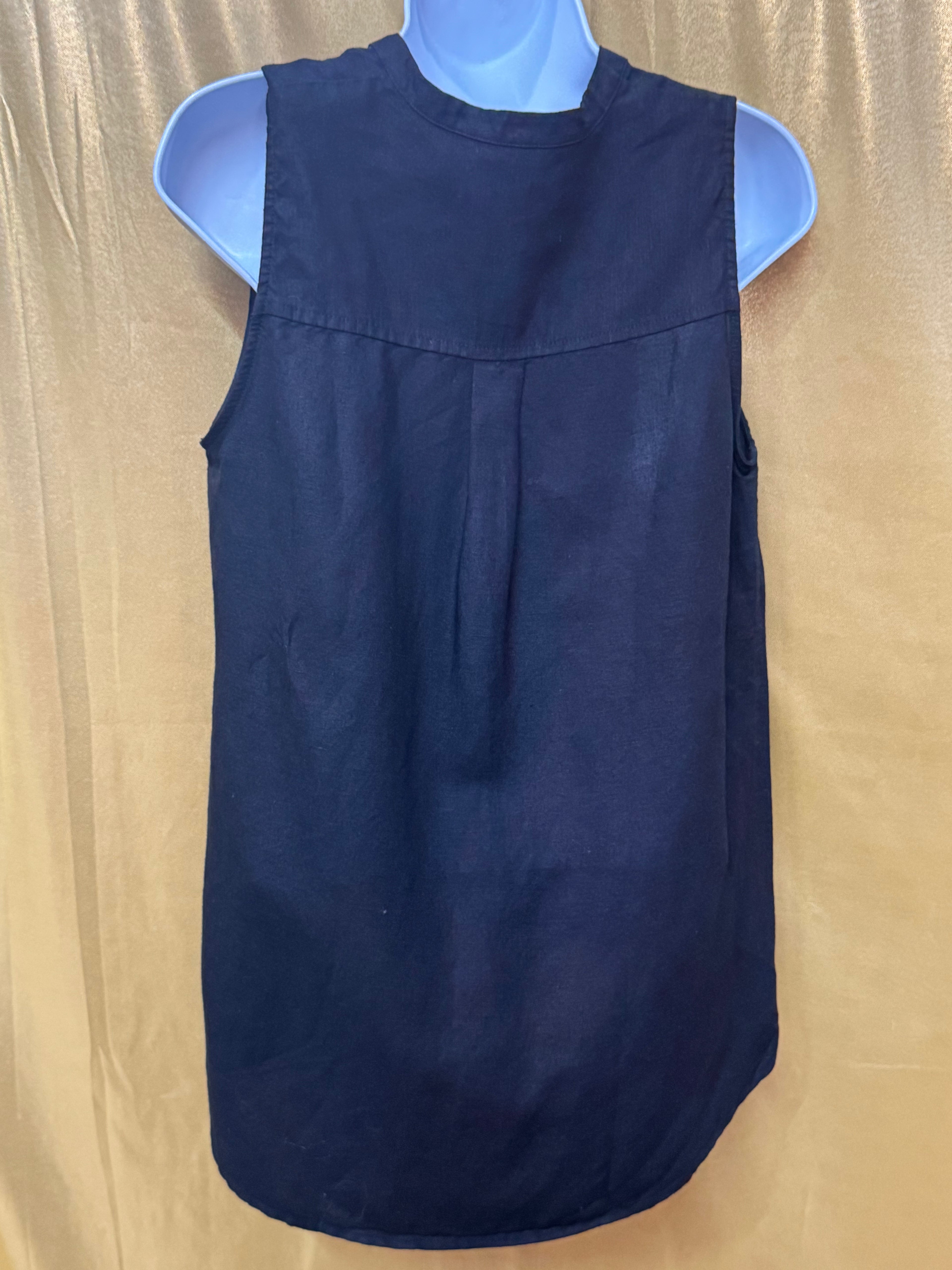The Limited Black Linen Blend Sleeveless Tunic Top, Size Small