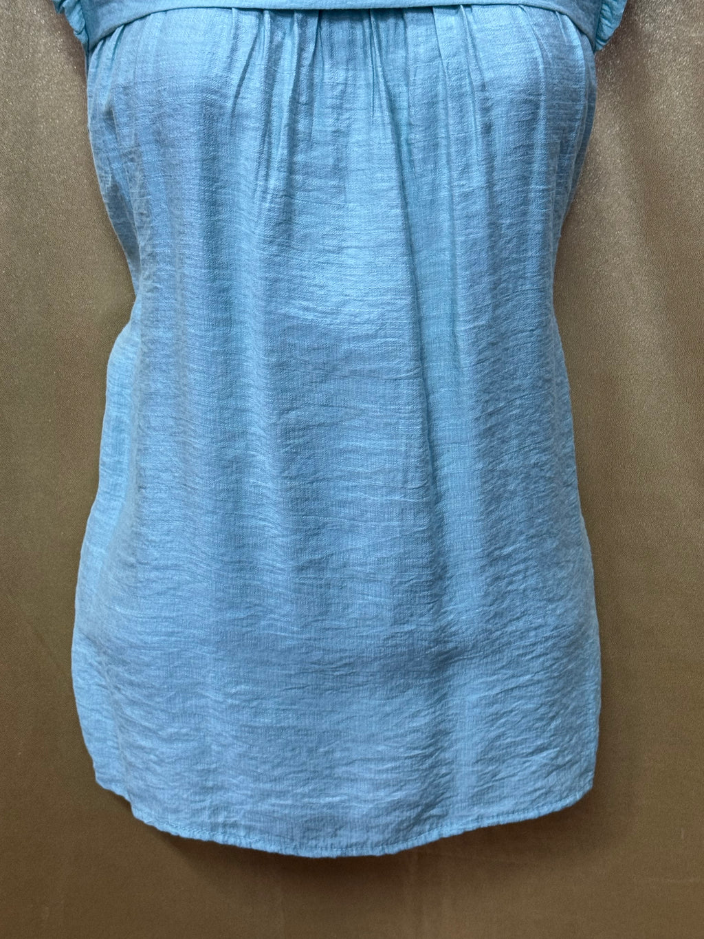L Love Light Sage Green Pleated Ruffle Blouse Small NWT