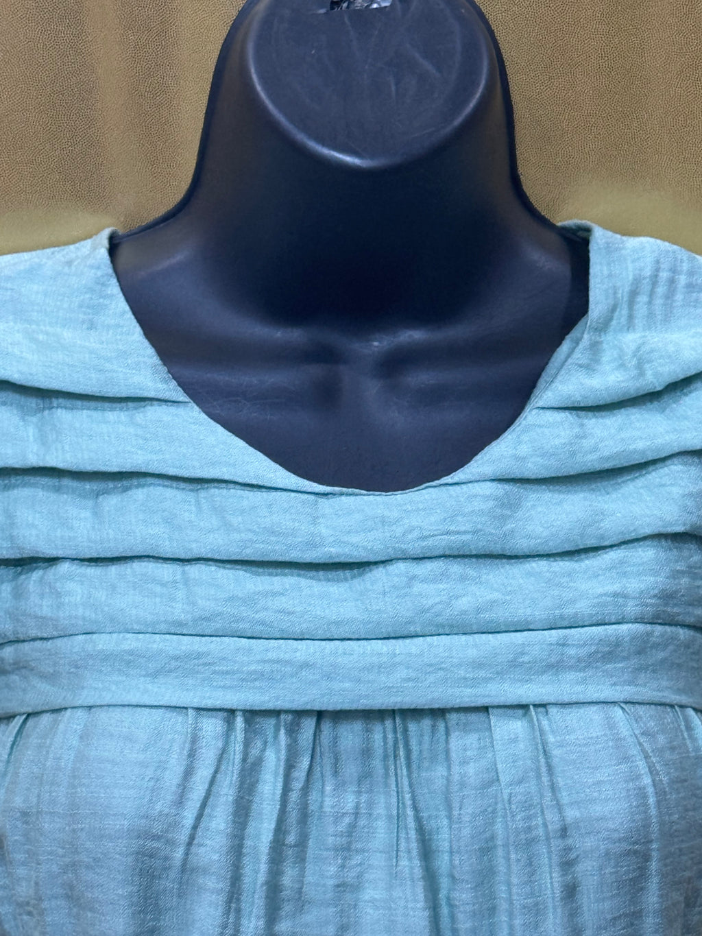 L Love Light Sage Green Pleated Ruffle Blouse Small NWT