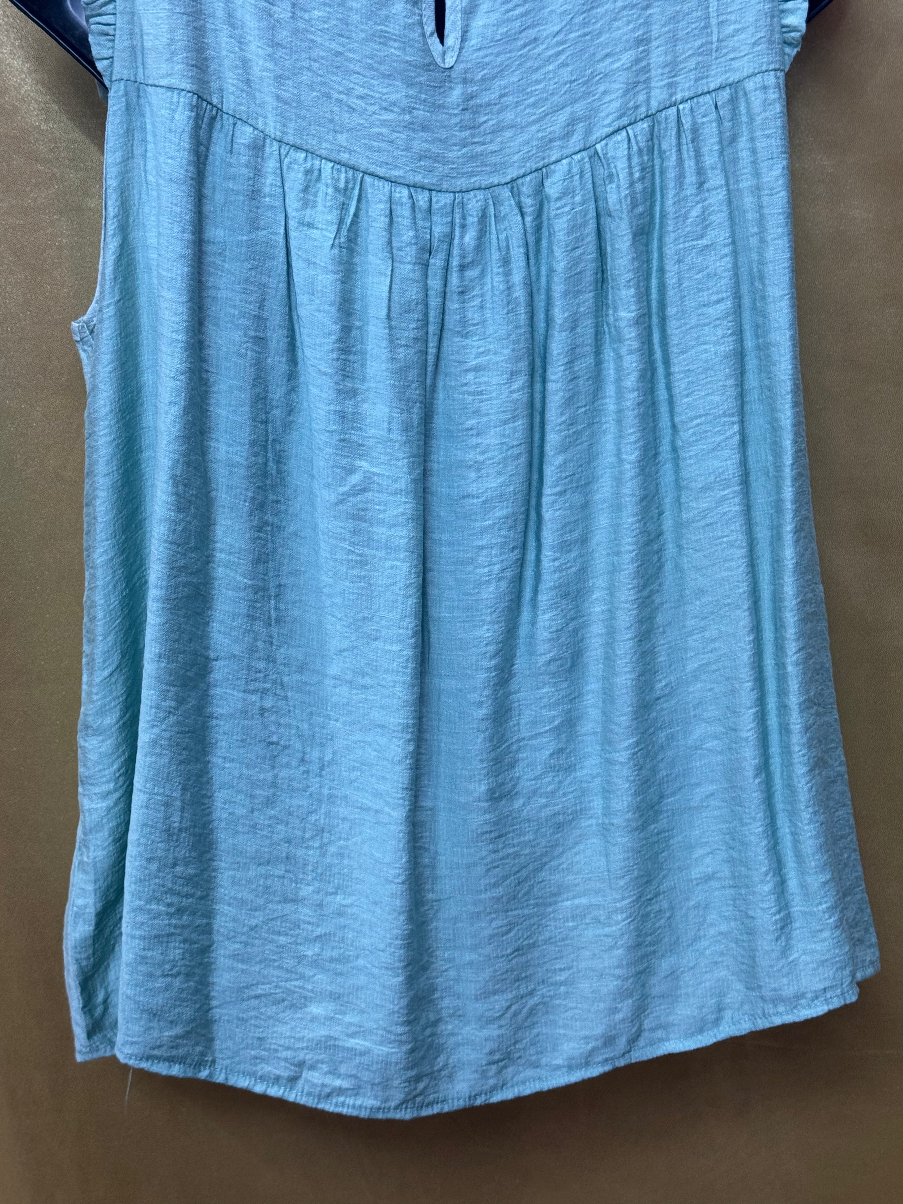 L Love Light Sage Green Pleated Ruffle Blouse Small NWT