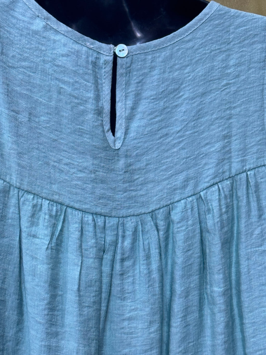 L Love Light Sage Green Pleated Ruffle Blouse Small NWT
