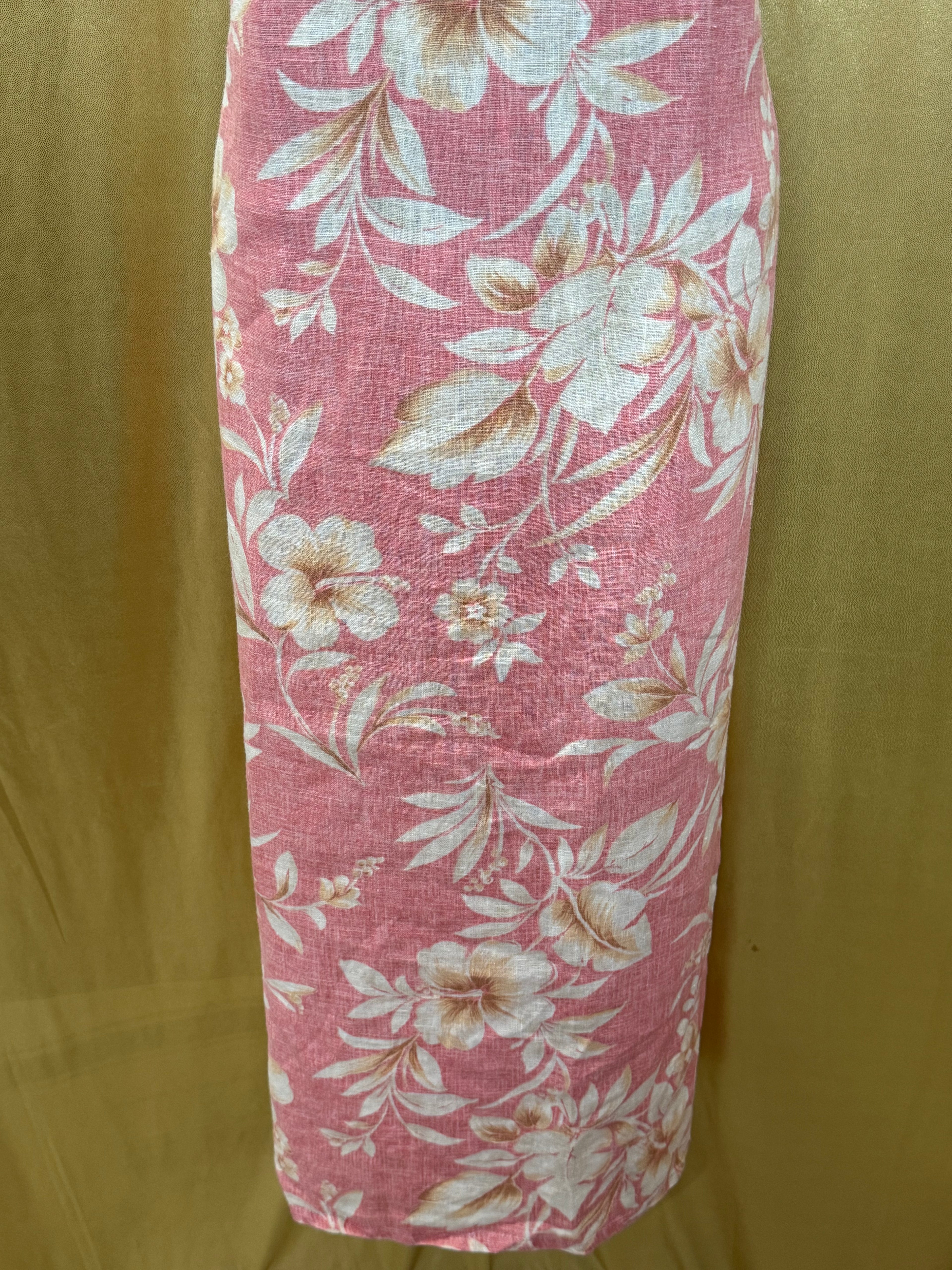 Vintage Jessica Howard 100% Linen Hawaiian Floral Maxi Dress - Large Petite