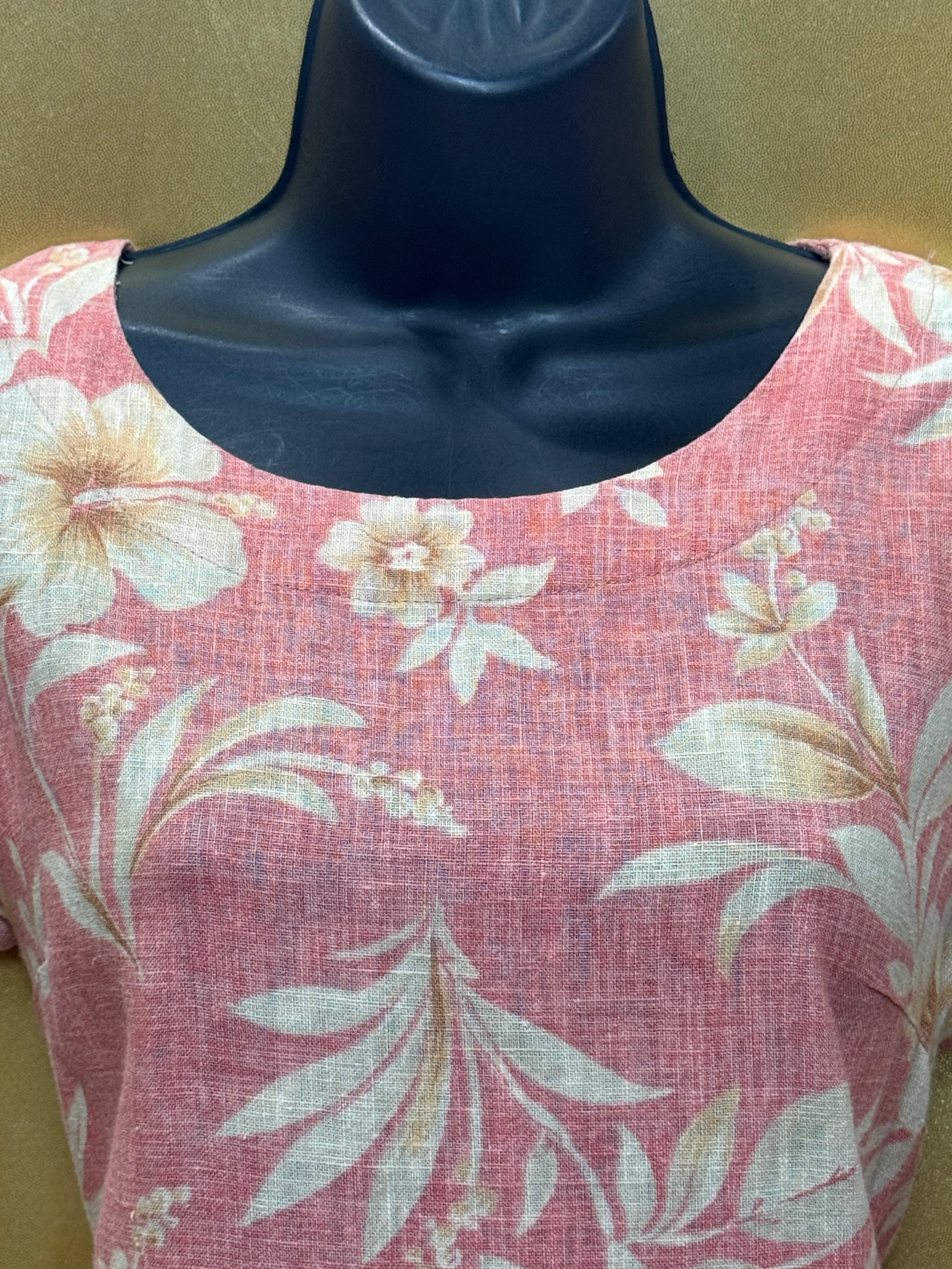 Vintage Jessica Howard 100% Linen Hawaiian Floral Maxi Dress - Large Petite