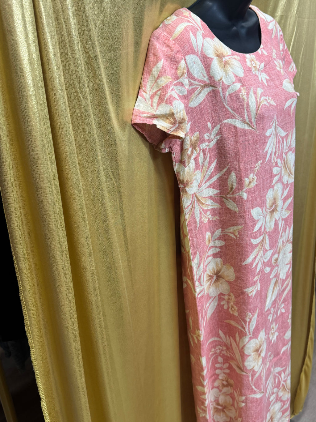Vintage Jessica Howard 100% Linen Hawaiian Floral Maxi Dress - Large Petite
